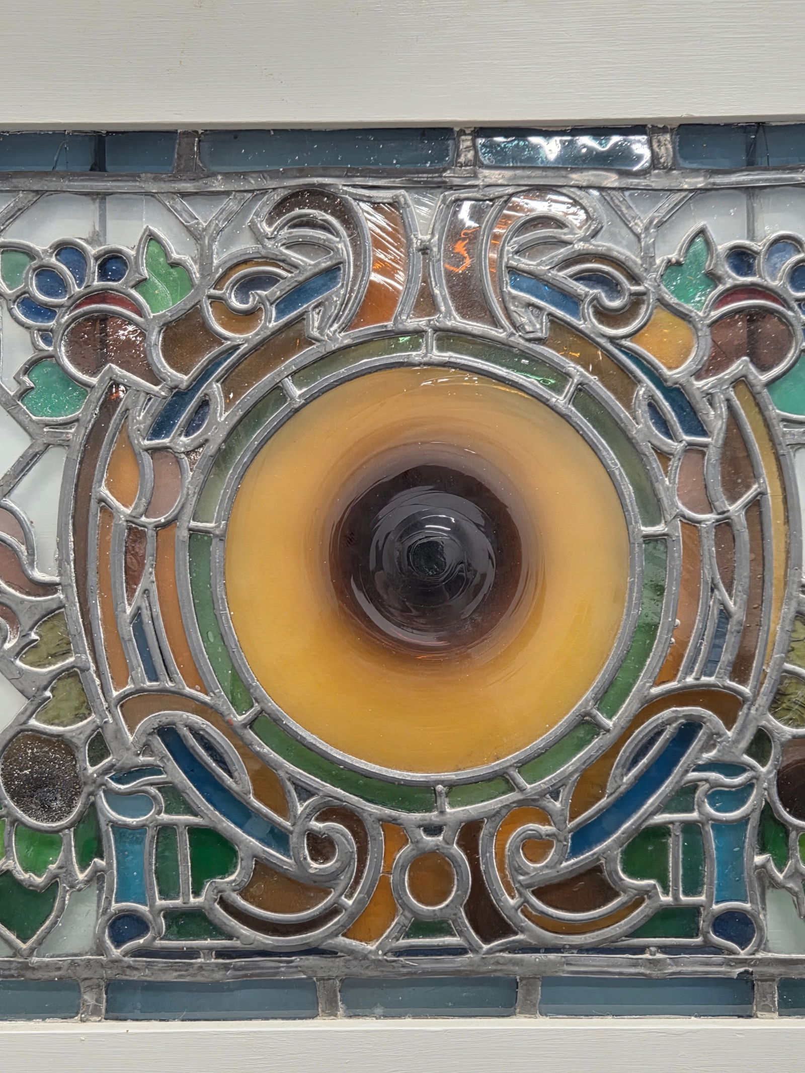 LEADED STAINED GLASS WINDOW PANEL - 3