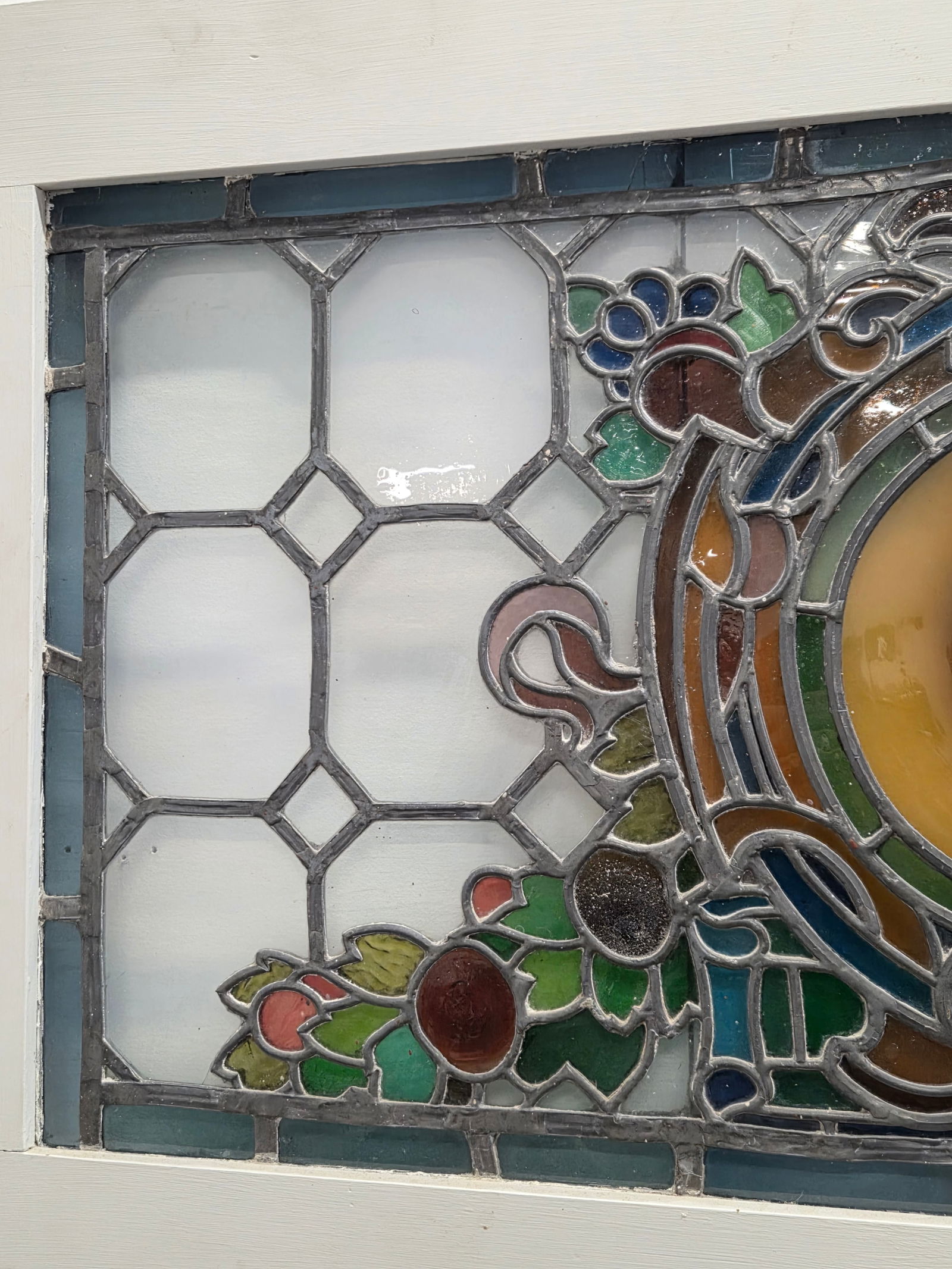 LEADED STAINED GLASS WINDOW PANEL - 4