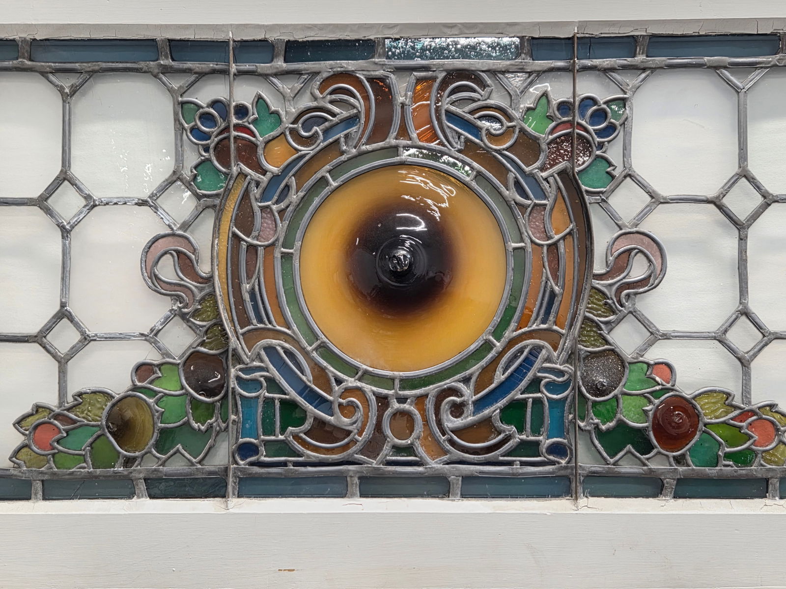 LEADED STAINED GLASS WINDOW PANEL - 6