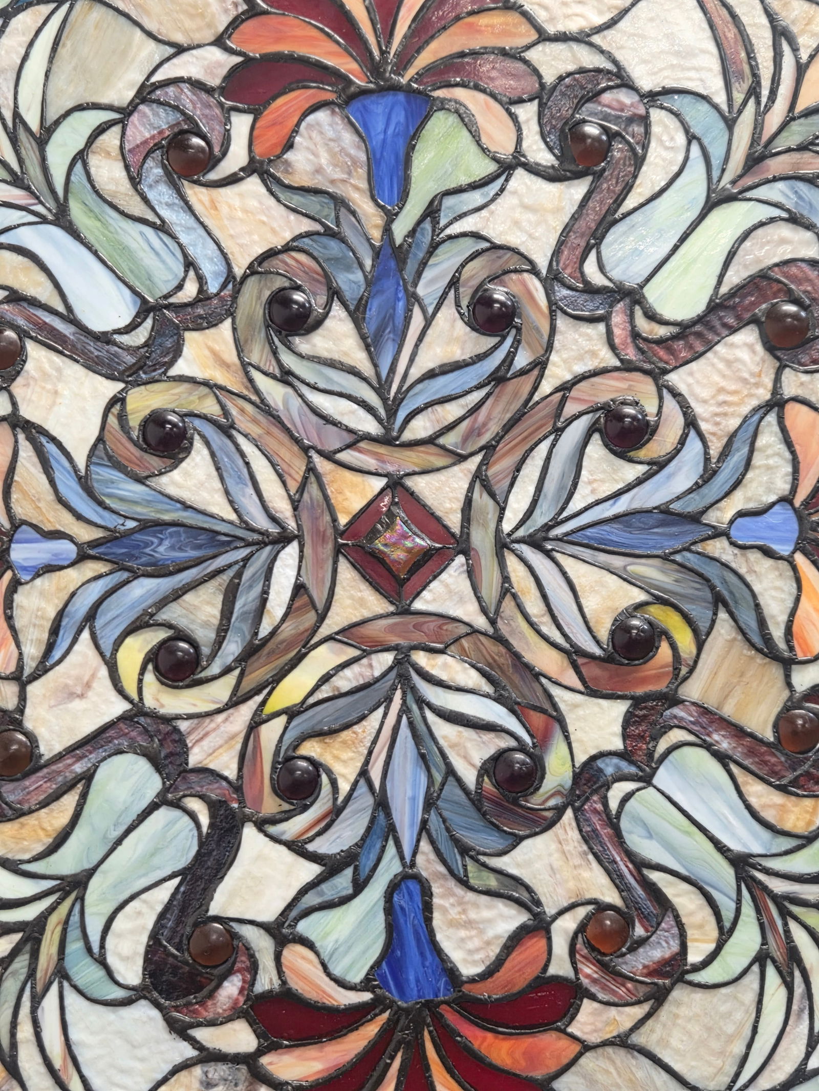 LEADED STAINED GLASS WINDOW PANEL - 4
