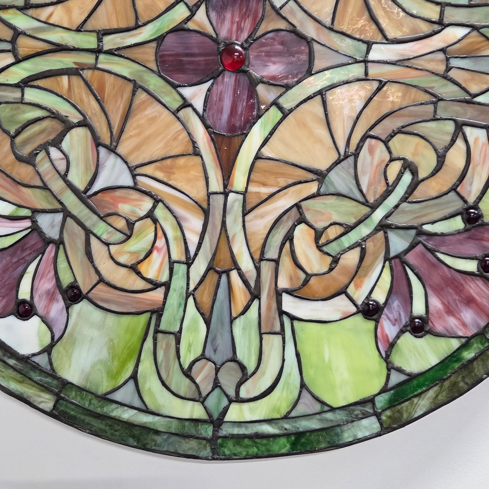 ROUND LEADED STAINED GLASS WINDOW PANEL - 5