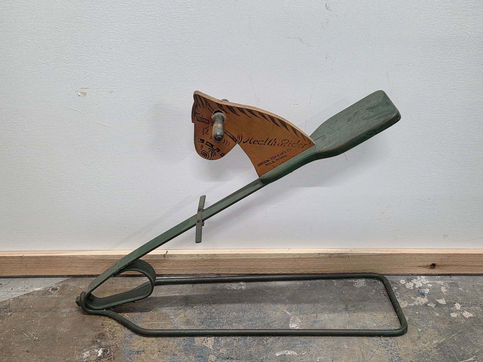 GORDON TOY & MRG. CO HEALTH RIDER HORSE TOY: REMAINS IN GOOD CONDITION, SHOWING SOME TYPICAL WEAR.