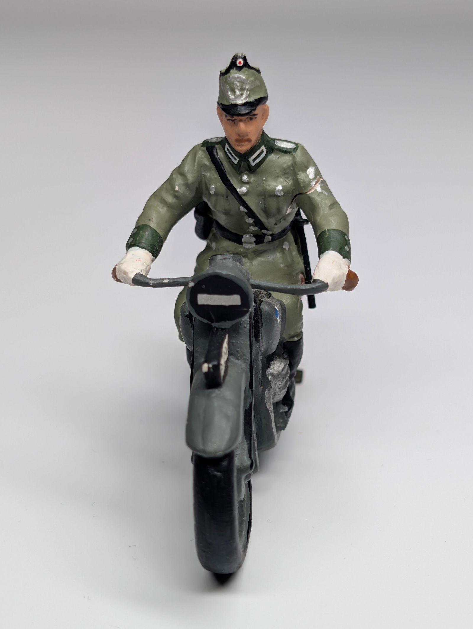 2008 "RK" HAND PAINTED SOLDIER ON MOTORCYCLE: REMAINS IN VERY GOOD CONDITION.