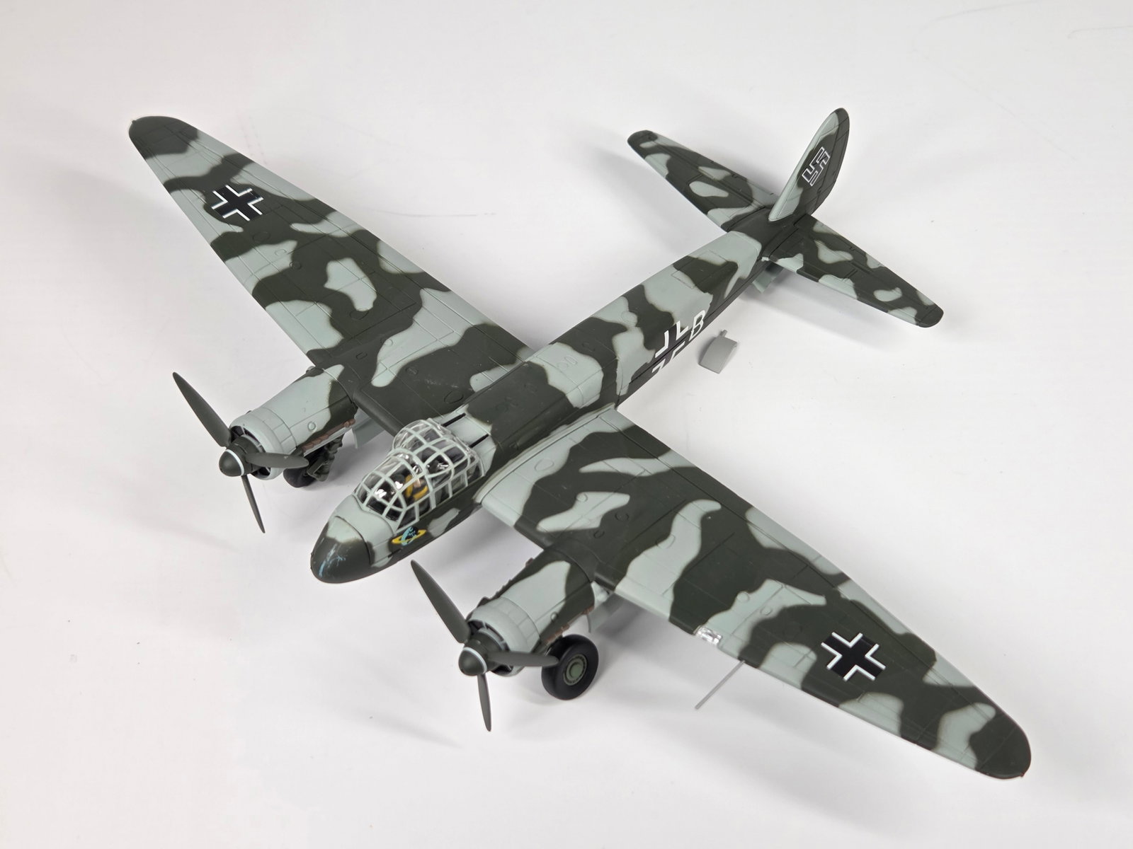 CORGI DIECAST JU 88 AIRPLANE: REMAINS IN GOOD CONDITION, SHOWING SOME DISPLAY WEAR.