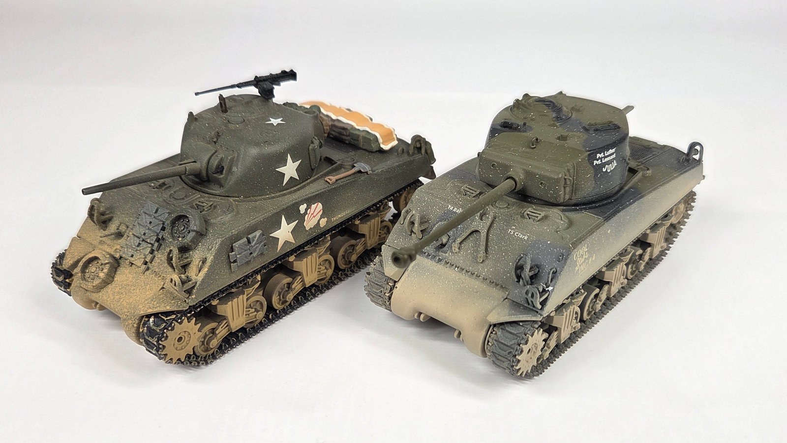 PAIR OF CORGI DIECAST MILITARY TANKS: BOTH REMAIN IN FAIR TO GOOD CONDITION, SHOWING SOME TYPICAL DISPLAY WEAR.