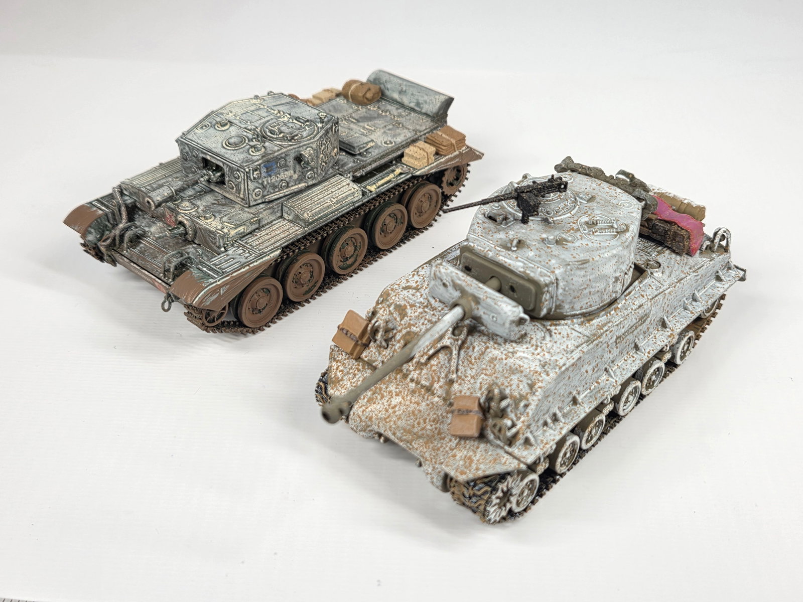 PAIR OF CORGI DIECAST MILITARY TANKS: BOTH REMAIN IN FAIR TO GOOD CONDITION, SHOWING SOME TYPICAL DISPLAY WEAR.