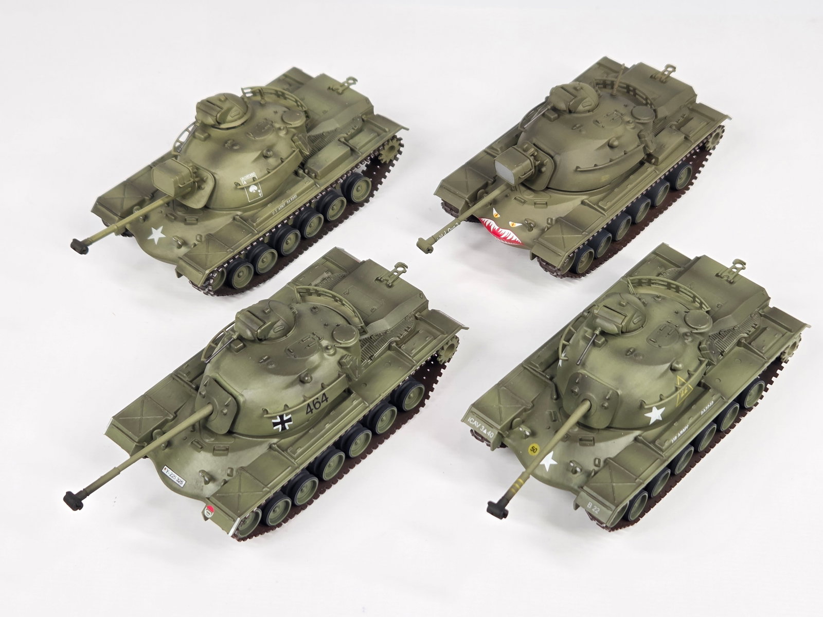 VARIOUS BRAND PLASTIC MILITARY TANKS: ALL REMAIN IN FAIR TO GOOD CONDITION, SHOWING SOME TYPICAL DISPLAY WEAR.