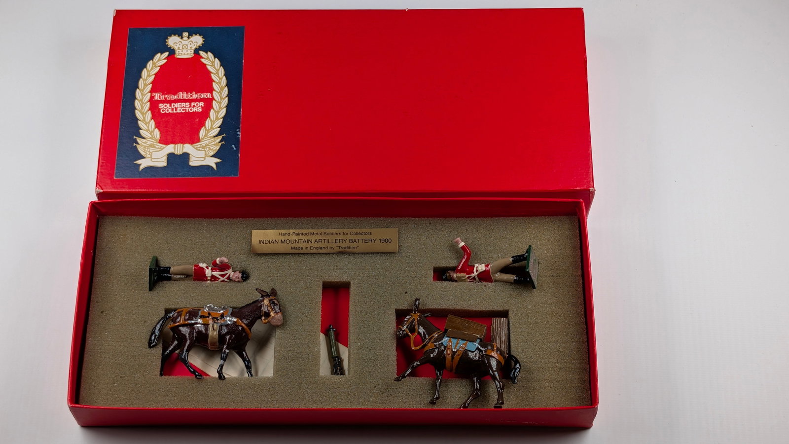TRADITION NO. 65 INDIAN MOUNTAIN ARTILLERY BATTERY 1900: SET REMAINS IN GOOD CONDITION WITH BOX. SHOWING SOME LIGHT WEAR.
