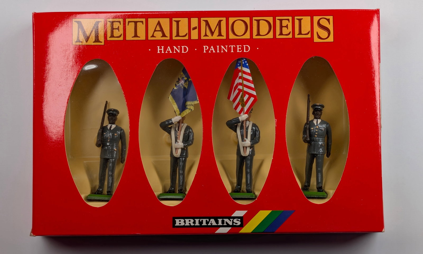 BRITAIN 7306 U.S. ARMY COLOUR PARTY SET: SET REMAINS IN VERY GOOD CONDITION WITH BOX.