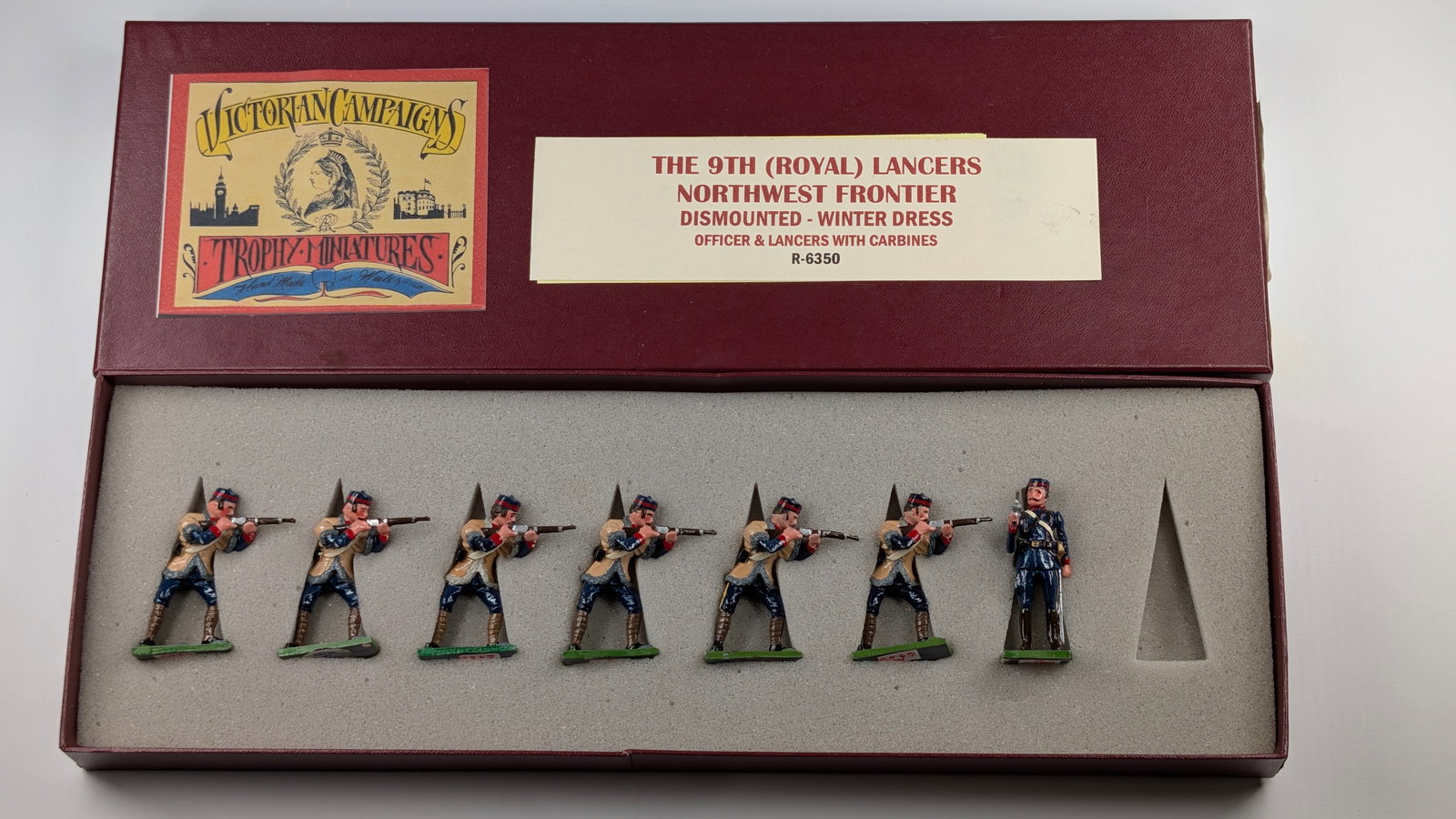 TROPHY MINIATURES 9TH ROYAL LANCERS NORTHWEST FRONTIER: SET REMAINS IN VERY GOOD CONDITION IN CUSTOM BOX.