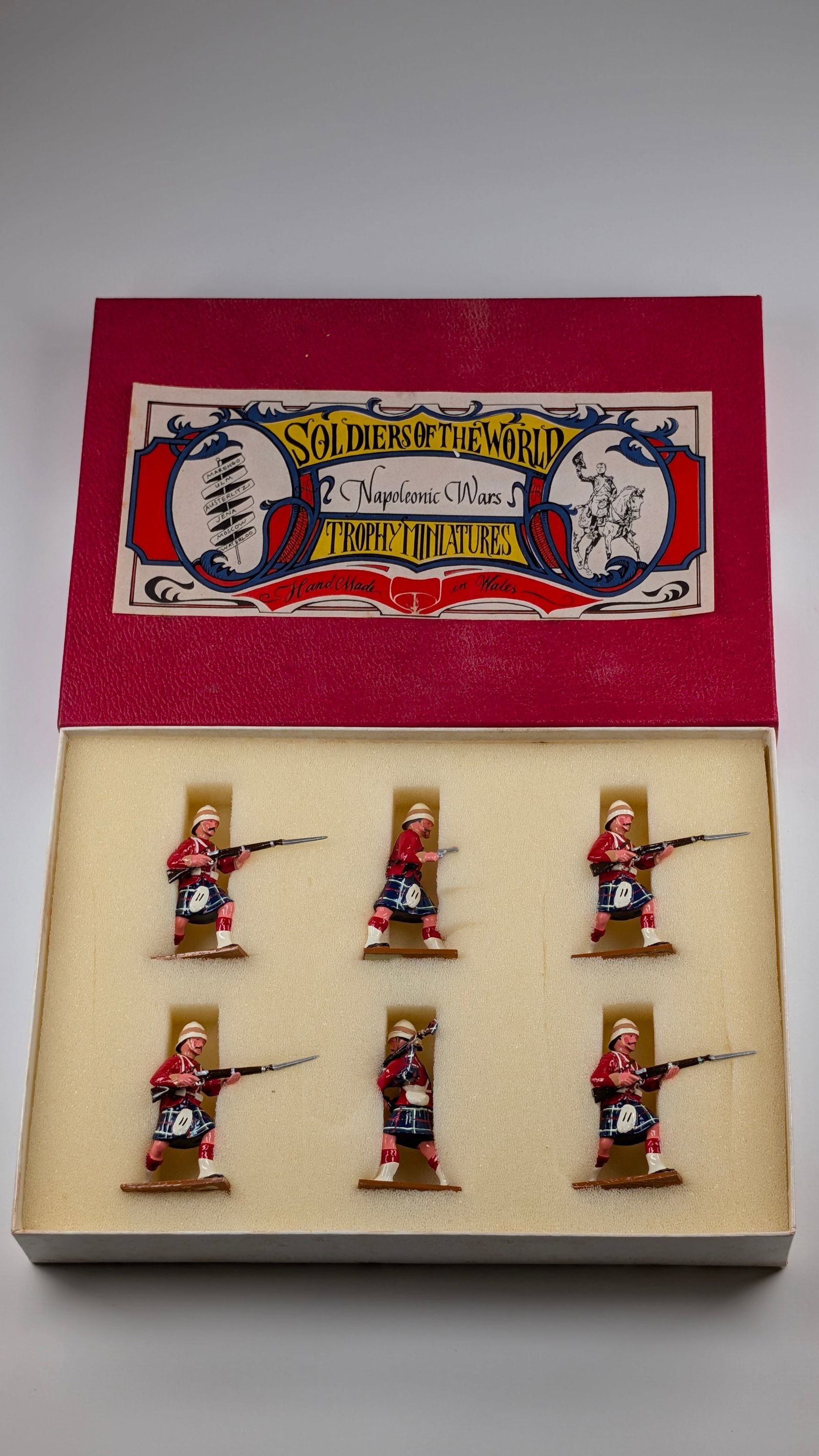 TROPHY MINIATURES 6-PIECE SOLDIER SET: ALL REMAIN IN VERY GOOD CONDITION WITH BOX.