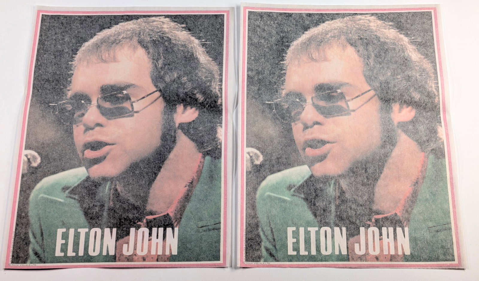 2) 1976 ROCK VISUALS ELTON JOHN TRANSFERS: BOTH REMAIN IN UNUSED CONDITION.