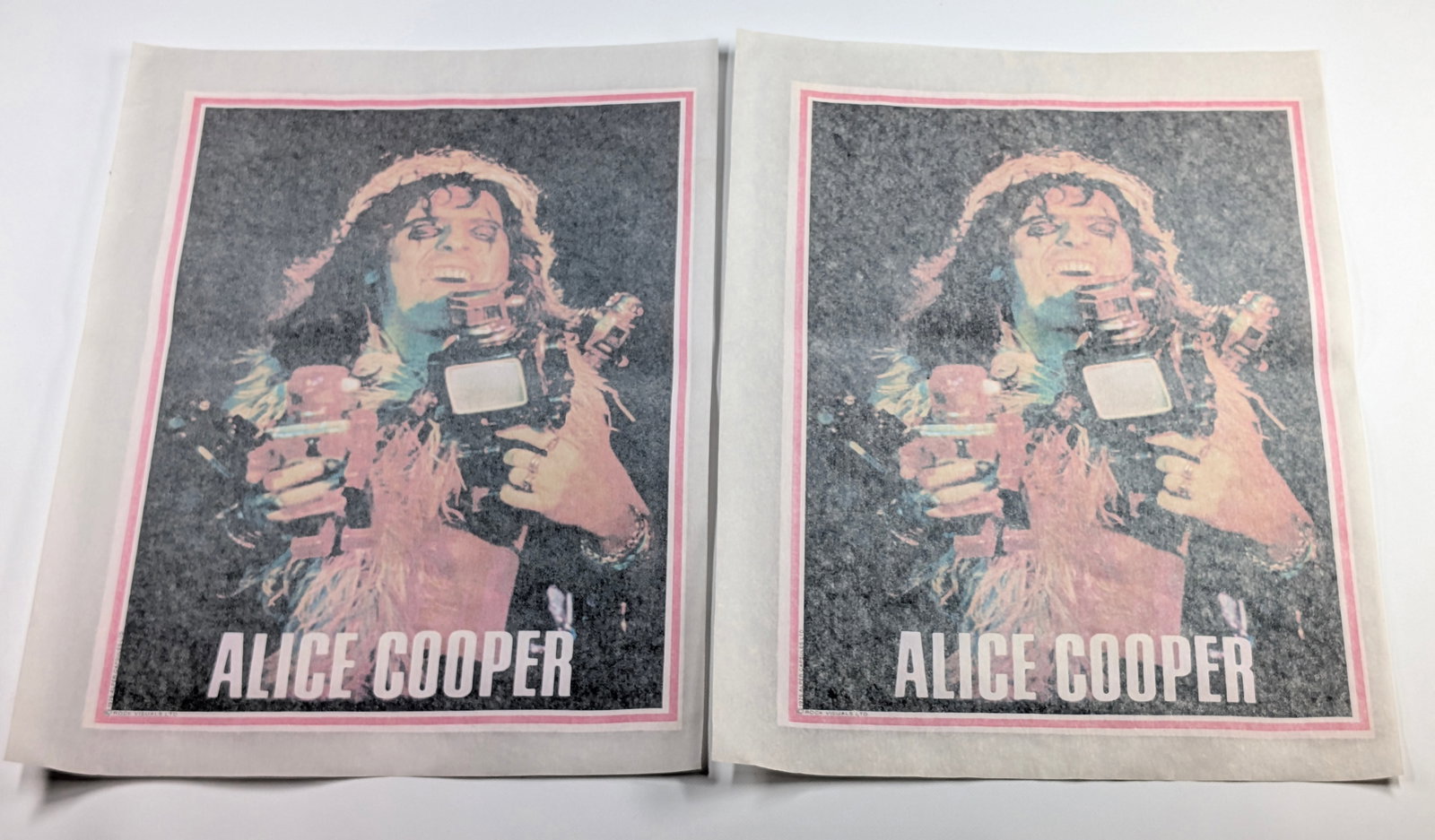 2) 1976 ROCK VISUALS ALICE COOPER TRANSFERS: BOTH REMAIN IN UNUSED CONDITION.