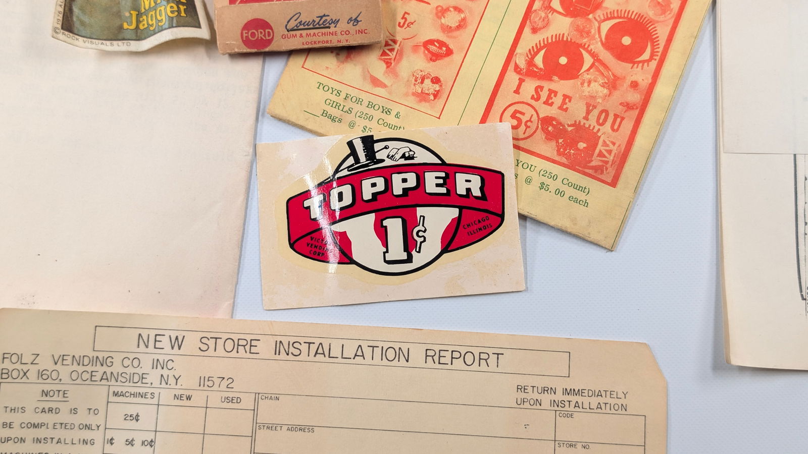 VARIOUS ANTIQUE VENDING MACHINE EPHEMERA - 6