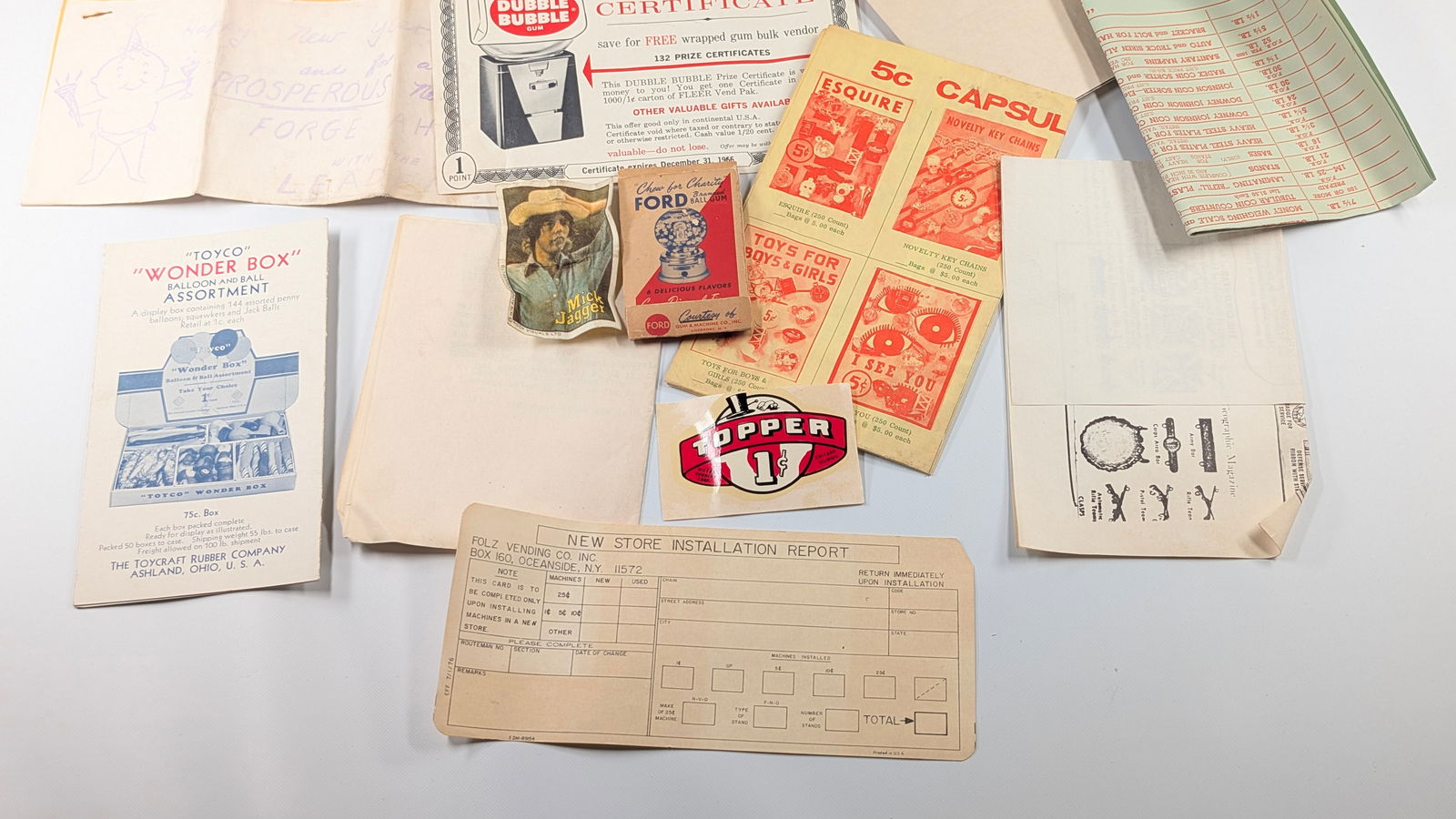 VARIOUS ANTIQUE VENDING MACHINE EPHEMERA - 8