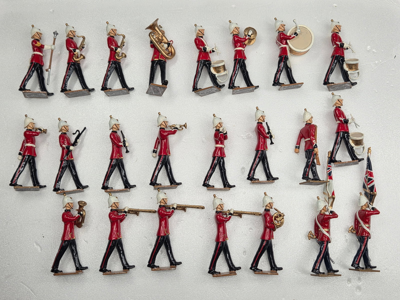 SET OF 23 HIRIART GUARD BAND MARCHING: ALL REMAIN IN GOOD CONDITION, SHOWING SOME TYPICAL WEAR.