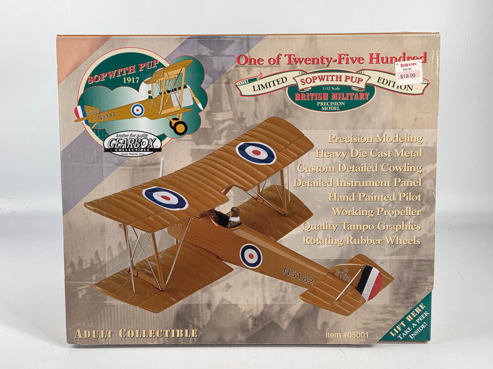 GEARBOX BRITISH MILITARY SOPWITH PUP DIECAST BANK: REMAINS NEW IN BOX.