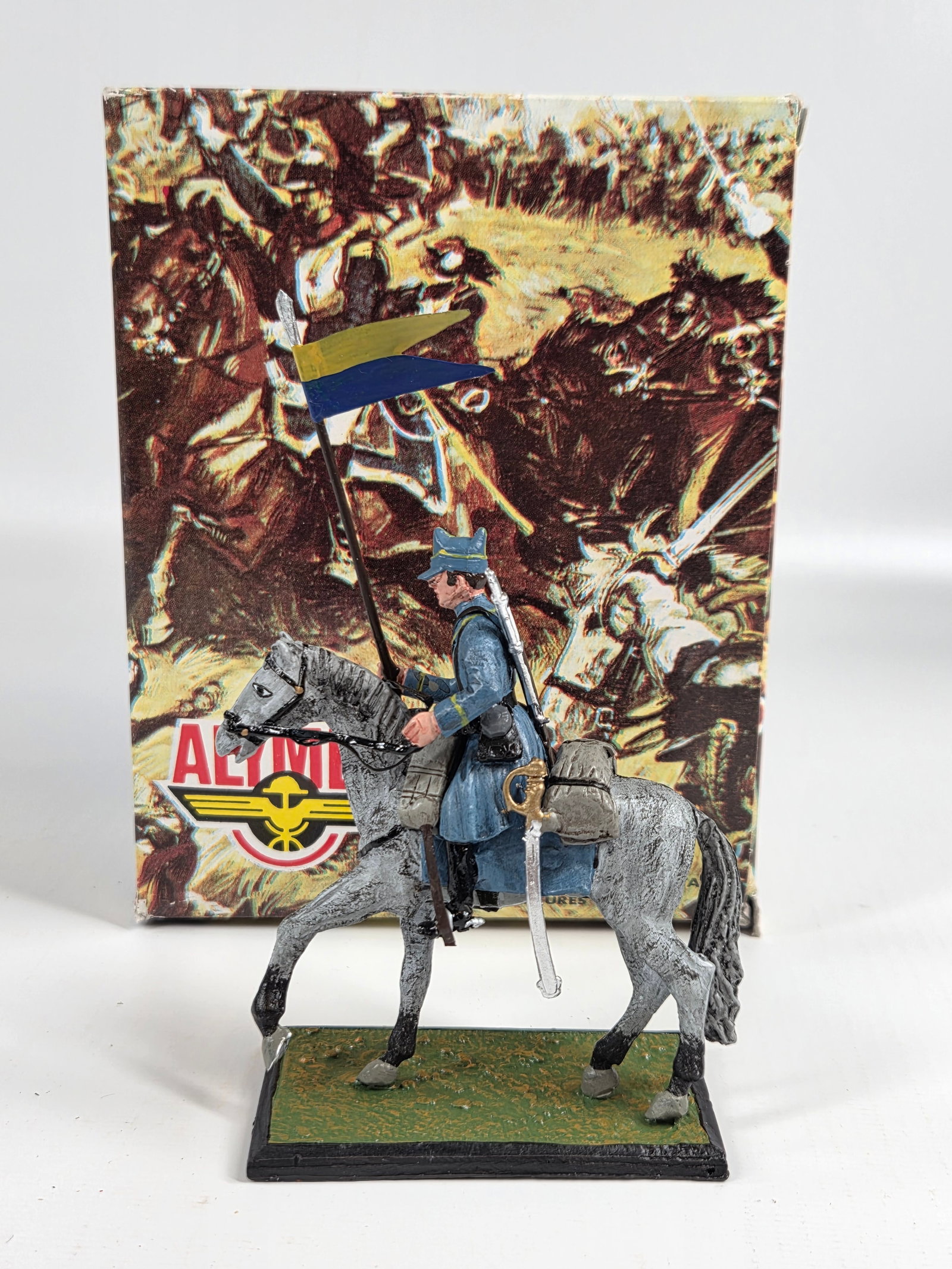 ALYMER HAND PAINTED MOUNTED SOLDIER W/ BOX: REMAINS IN VERY GOOD CONDITION WITH BOX.