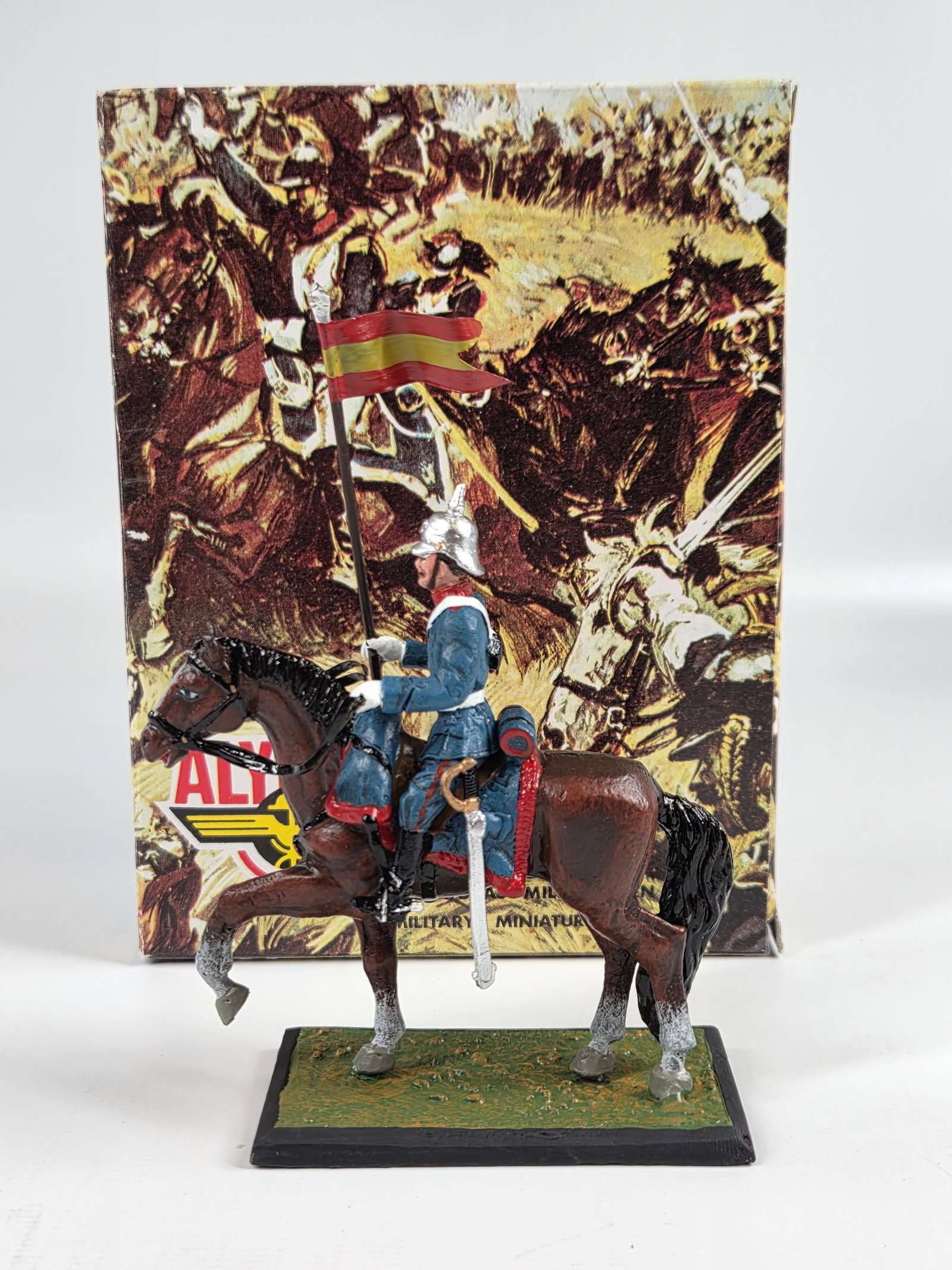 ALYMER HAND PAINTED MOUNTED SOLDIER W/ BOX: REMAINS IN VERY GOOD CONDITION WITH BOX.