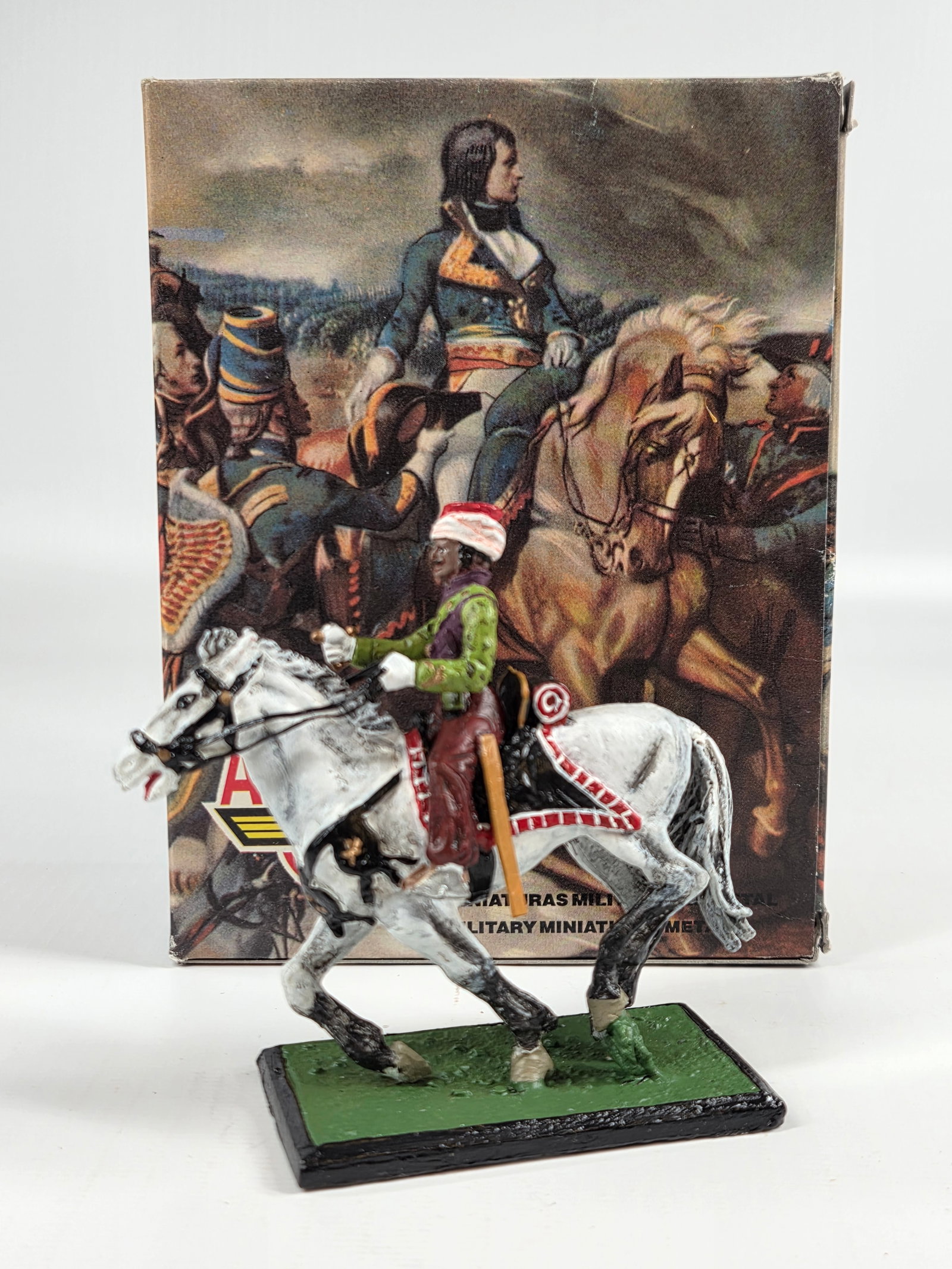 ALYMER HAND PAINTED MOUNTED SOLDIER W/ BOX: REMAINS IN VERY GOOD CONDITION WITH BOX.