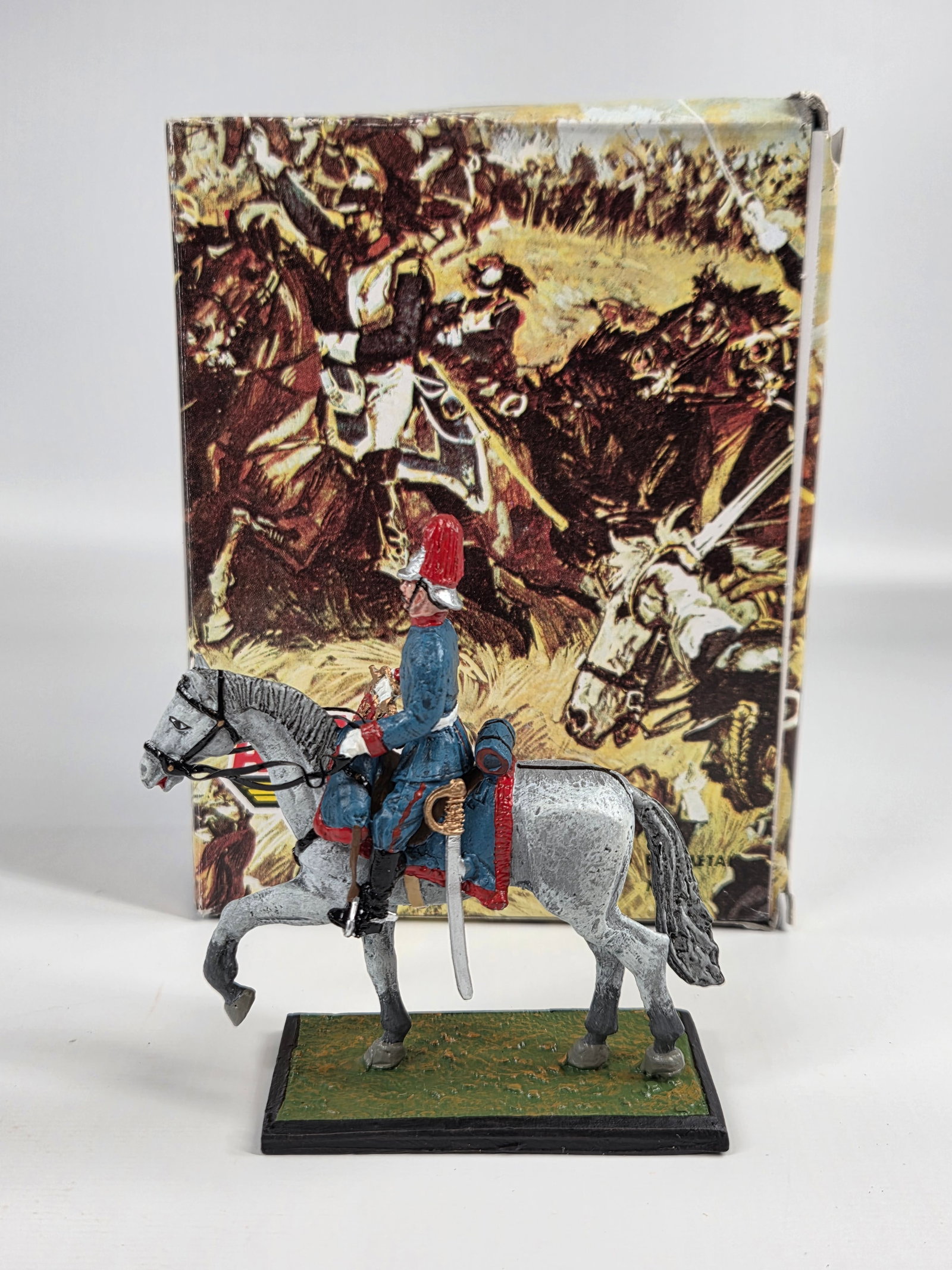 ALYMER HAND PAINTED MOUNTED SOLDIER W/ BOX: REMAINS IN VERY GOOD CONDITION WITH BOX.