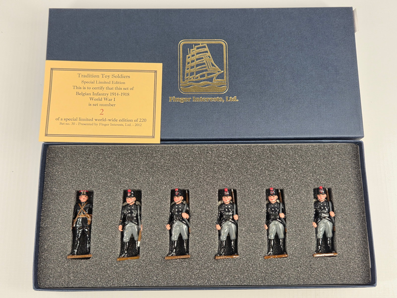 TRADITION SET NO. XXX BELGIAN INFANTRY WWI: SET REMAINS IN EXCELLENT CONDITION WITH BOX.