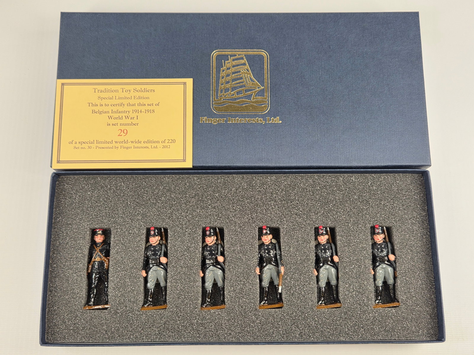 TRADITION SET NO. XXX BELGIAN INFANTRY WWI: SET REMAINS IN EXCELLENT CONDITION WITH BOX.