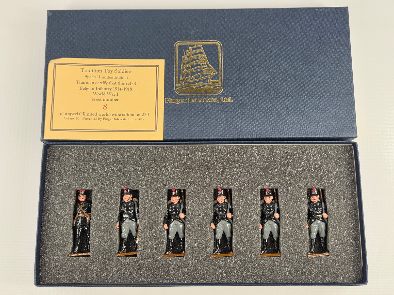 TRADITION SET NO. XXX BELGIAN INFANTRY WWI: SET REMAINS IN EXCELLENT CONDITION WITH BOX.
