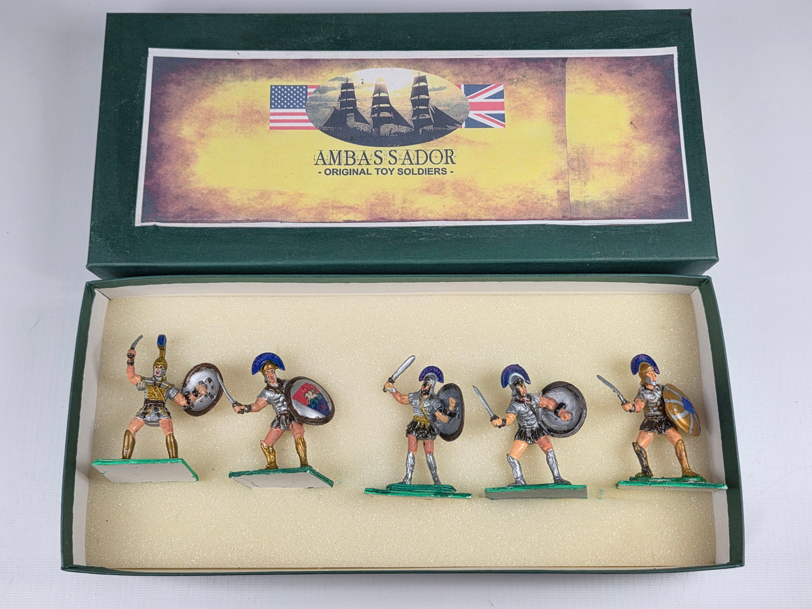 AMBASSADOR ROMAN SOLDIERS IN COMBAT: SET REMAINS IN GOOD CONDITION WITH BOX, SHOWING SOME TYPICAL WEAR.
