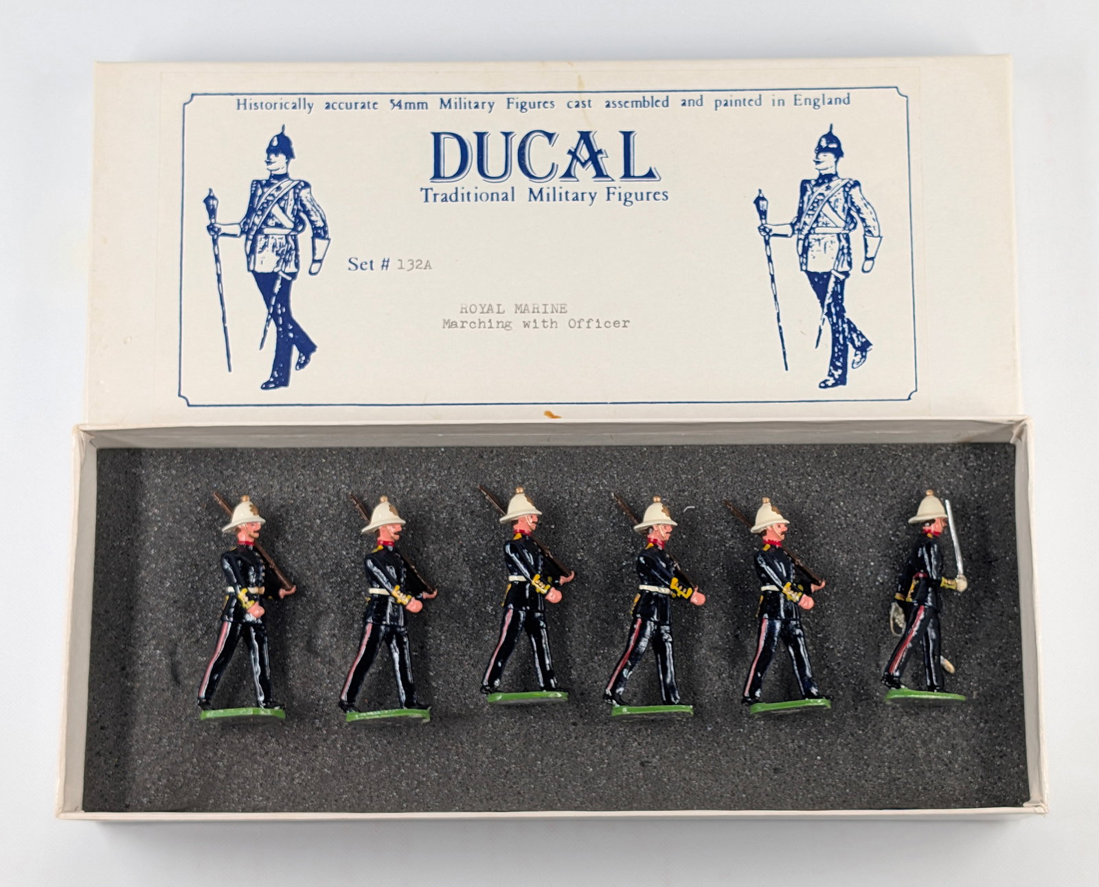 DUCAL MODELS NO. 132A ROYAL MARINE MARCHING W/ OFFICER: SET REMAINS IN VERY GOOD CONDITION WITH BOX.