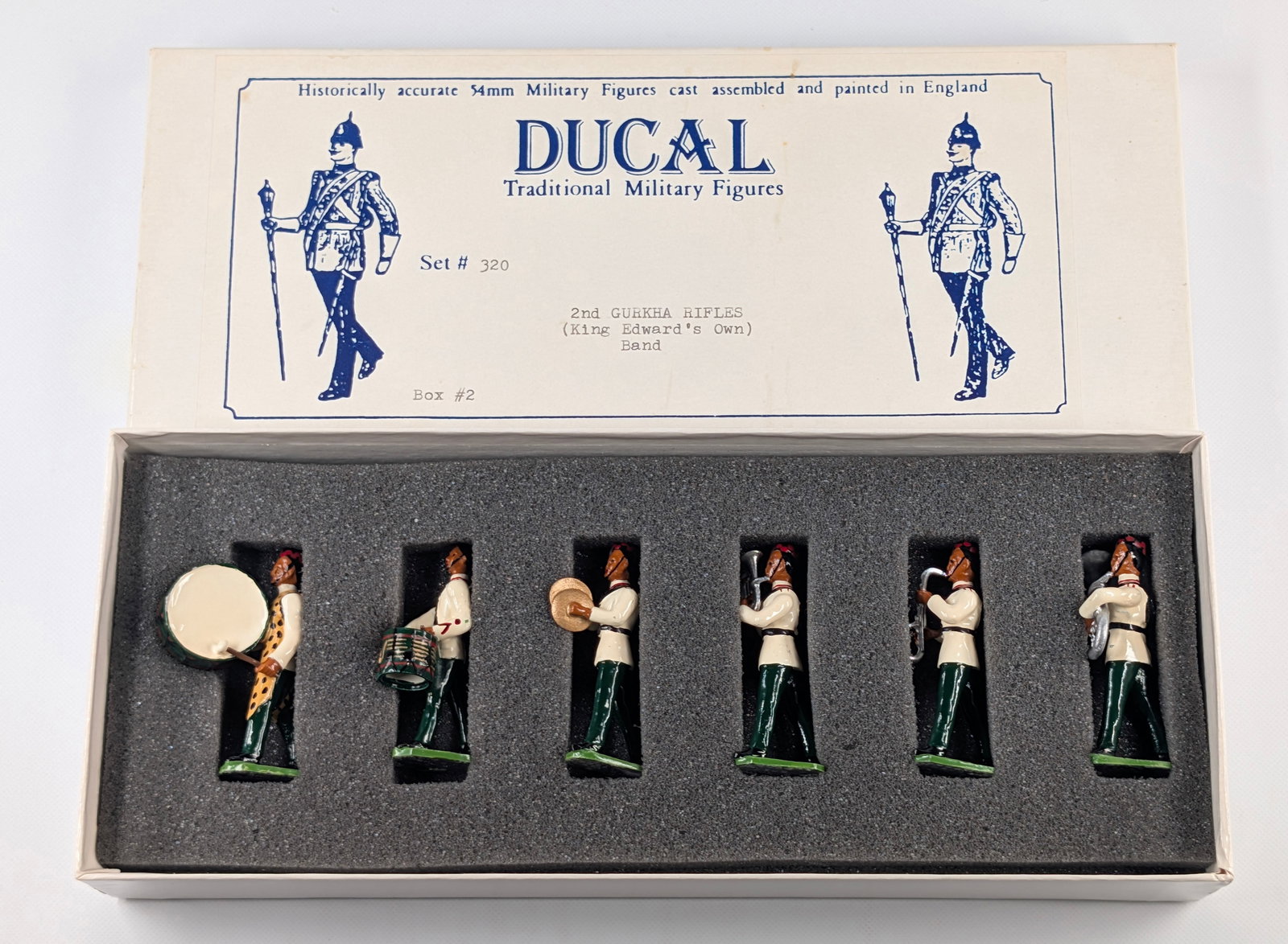 DUCAL MODELS NO. 320 2ND GURKHA RIFLES KING EDWARD'S BAND: SET REMAINS IN VERY GOOD CONDITION WITH BOX.