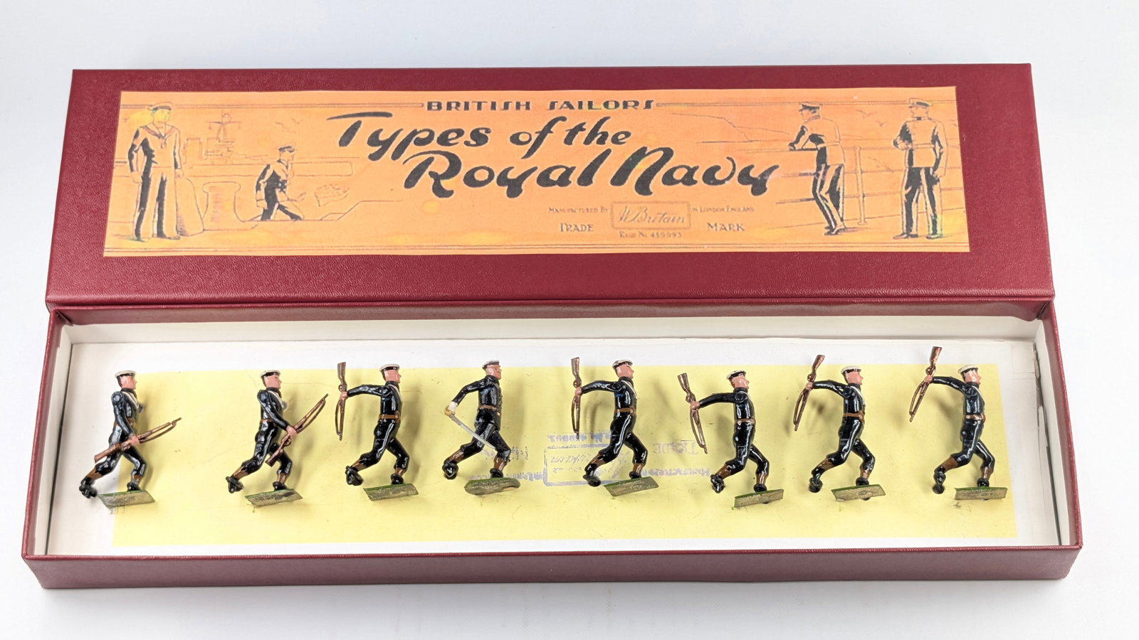 VINTAGE BRITAINS ROYAL NAVY BLUE JACKETS SET: ALL REMAIN IN GOOD CONDITION, SHOWING SOME TYPICAL WEAR. CUSTOM BOX REMAINS NICE.