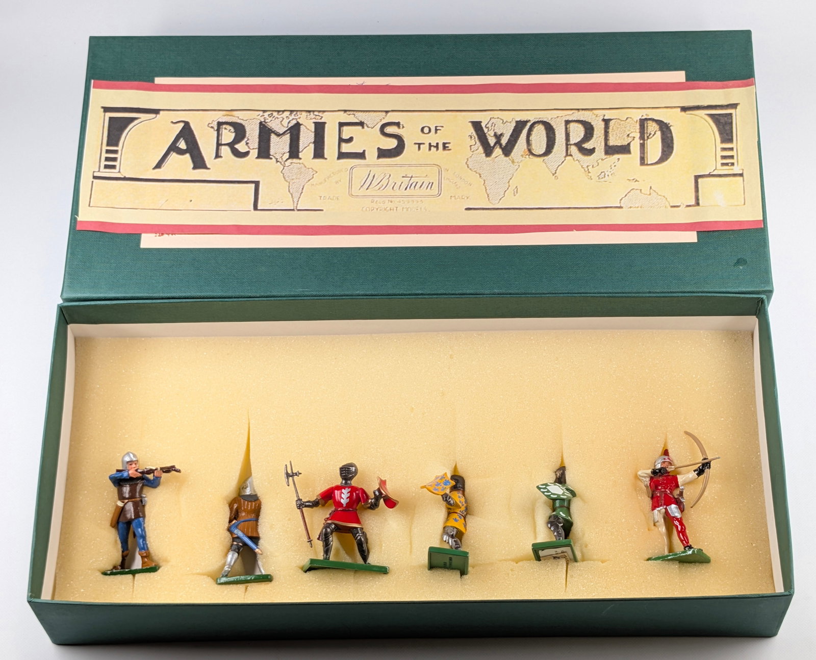 BRITAINS ARMIES OF THE WORLD MEDIEVAL KNIGHTS: ALL REMAIN IN VERY GOOD CONDITION WITH CUSTOM BOX.