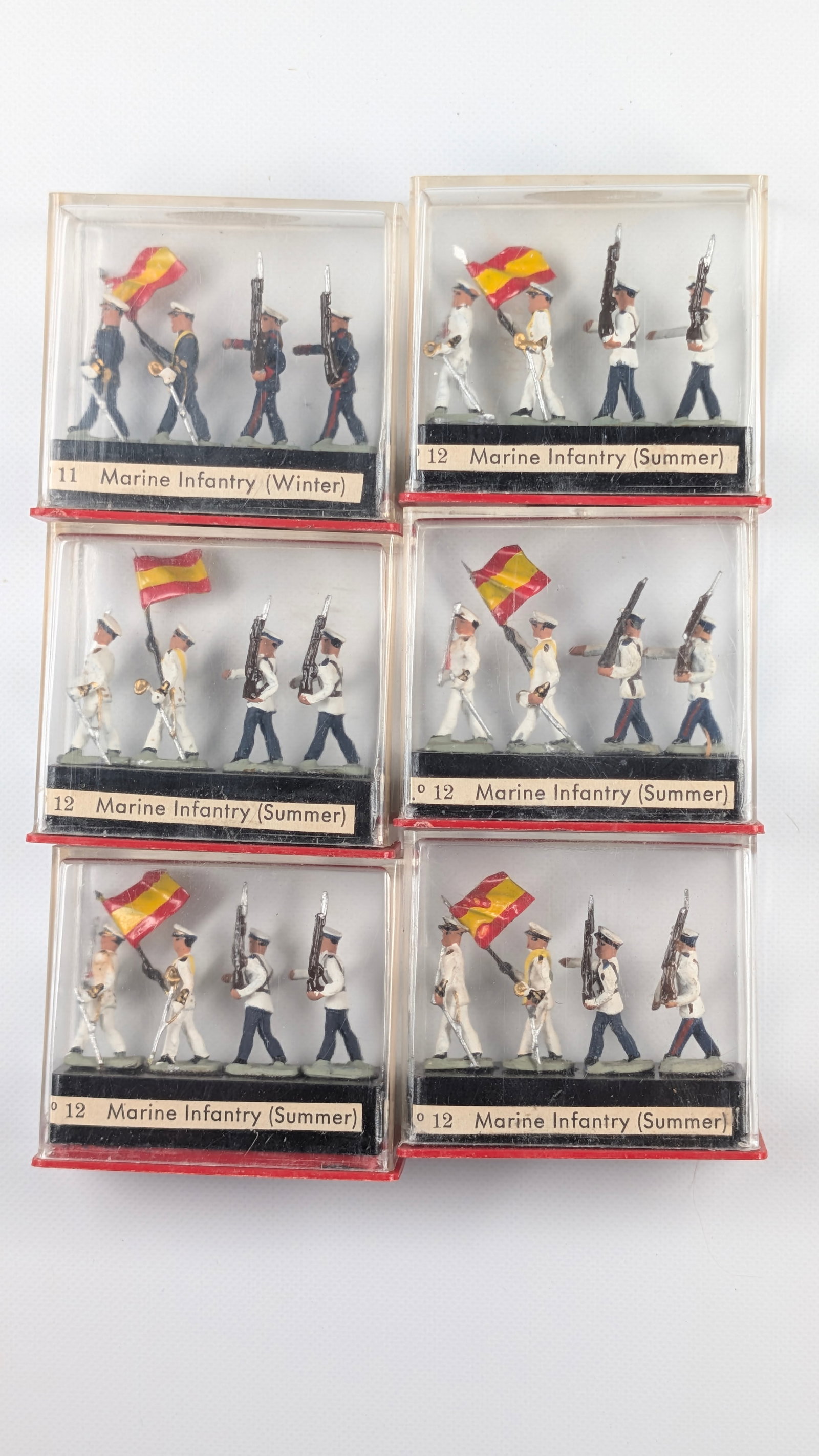 6) SETS ALYMER MINIATURE MINIPLOMS SOLDIERS: ALL REMAIN IN VERY GOOD CONDITION IN PLASTIC CASE.