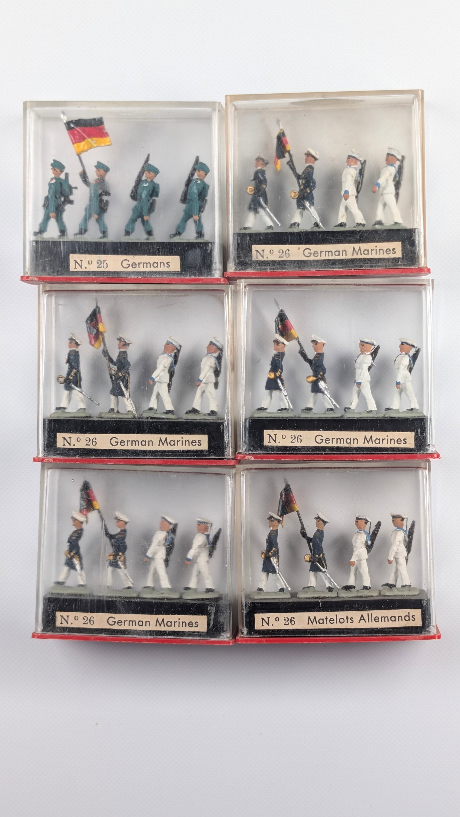 6) SETS ALYMER MINIATURE MINIPLOMS SOLDIERS: ALL REMAIN IN VERY GOOD CONDITION IN PLASTIC CASE.