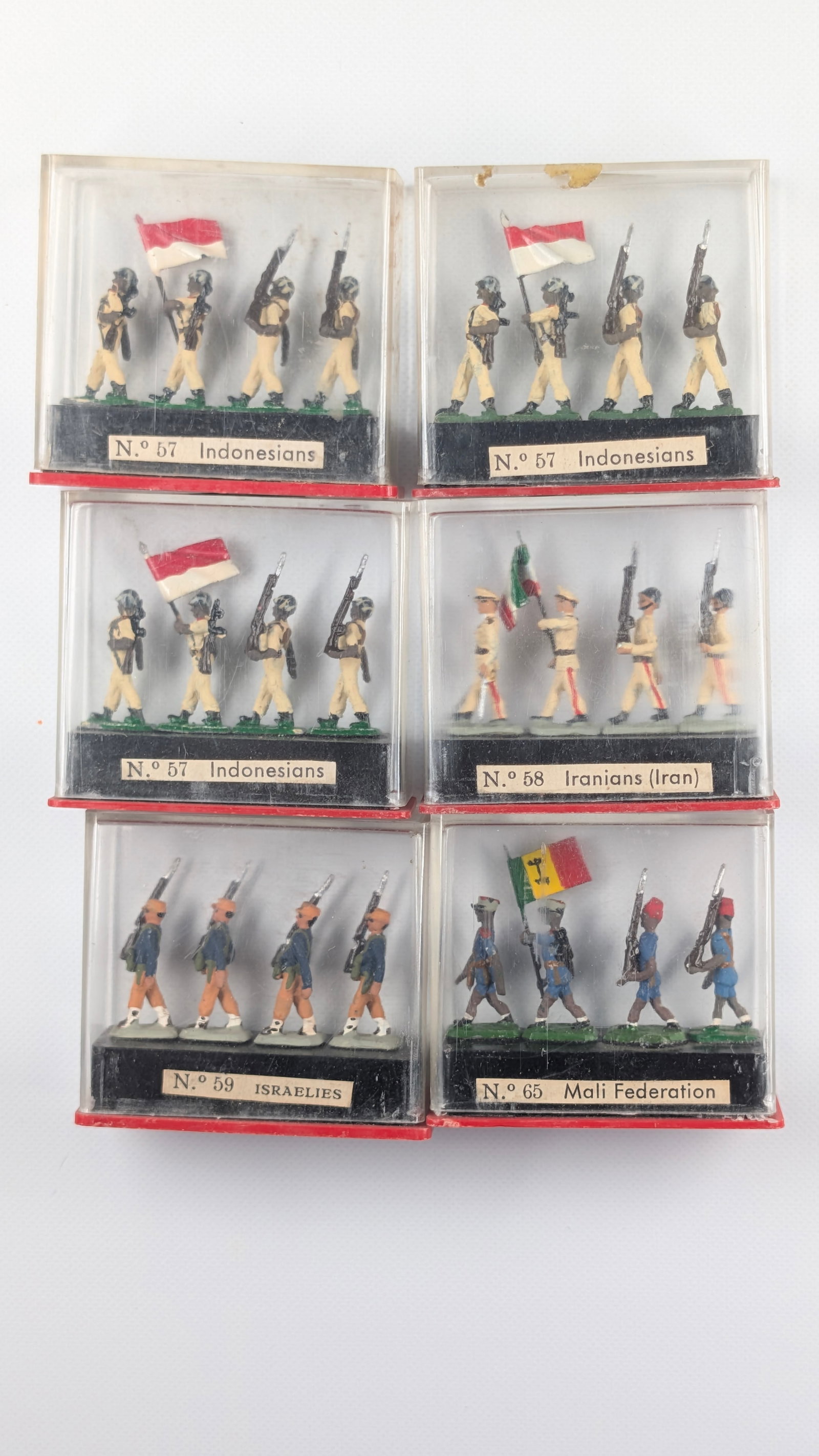 6) SETS ALYMER MINIATURE MINIPLOMS SOLDIERS: ALL REMAIN IN VERY GOOD CONDITION IN PLASTIC CASE.