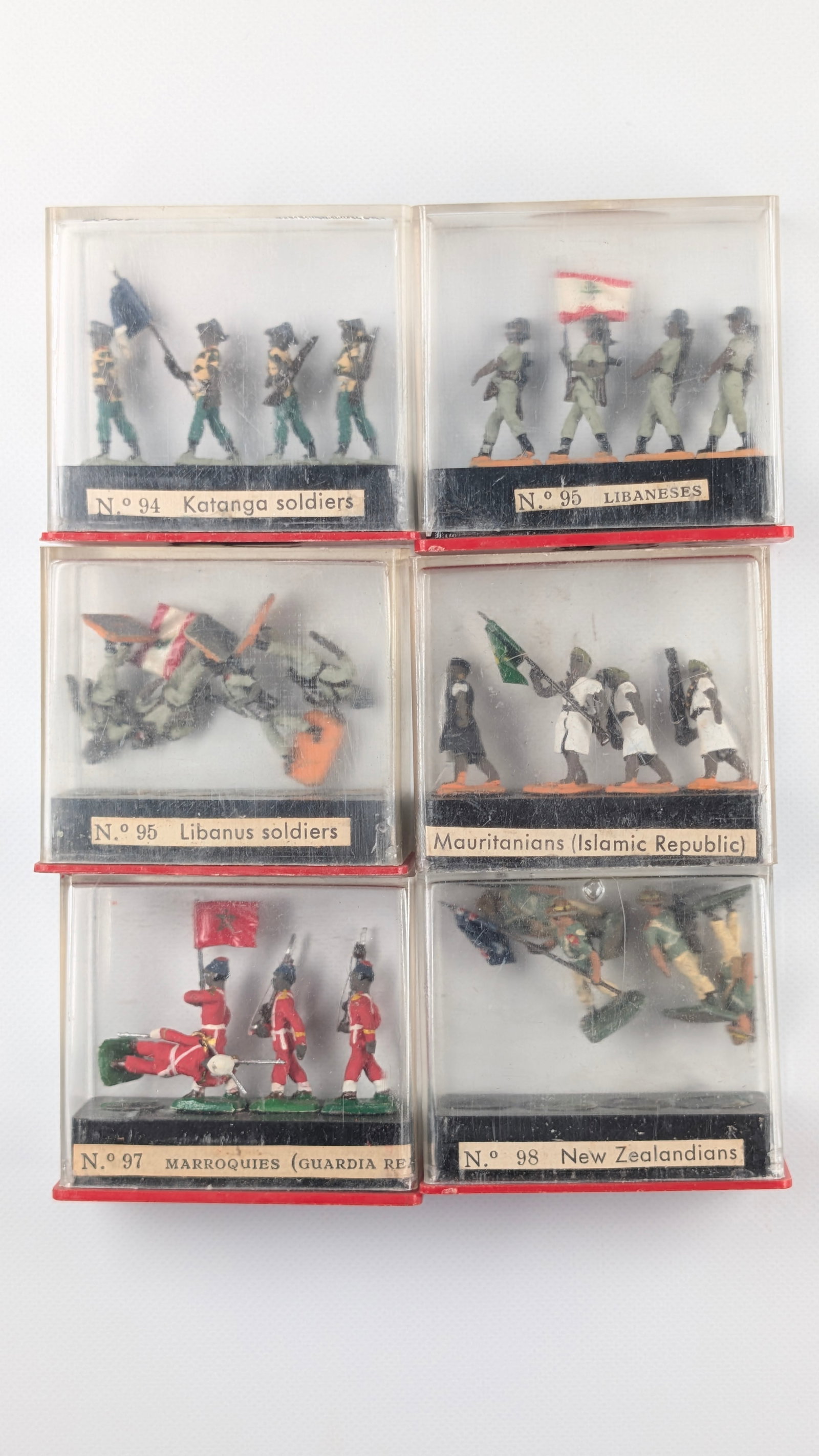 6) SETS ALYMER MINIATURE MINIPLOMS SOLDIERS: ALL REMAIN IN VERY GOOD CONDITION IN PLASTIC CASE.