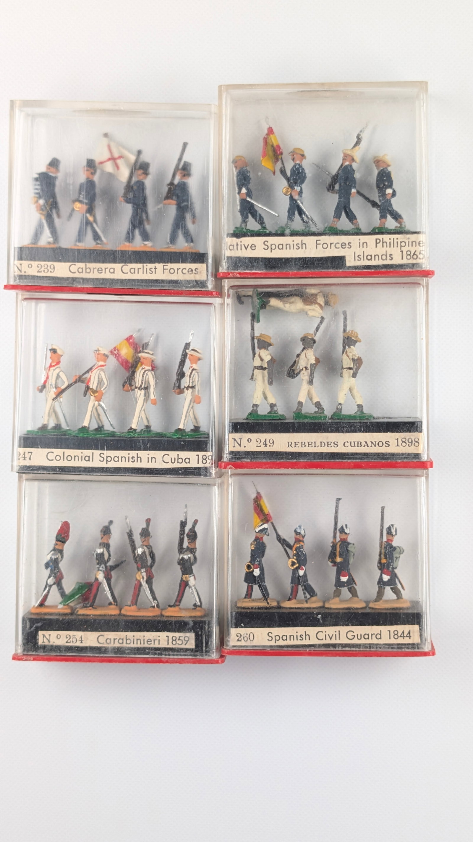 6) SETS ALYMER MINIATURE MINIPLOMS SOLDIERS: ALL REMAIN IN VERY GOOD CONDITION IN PLASTIC CASE.