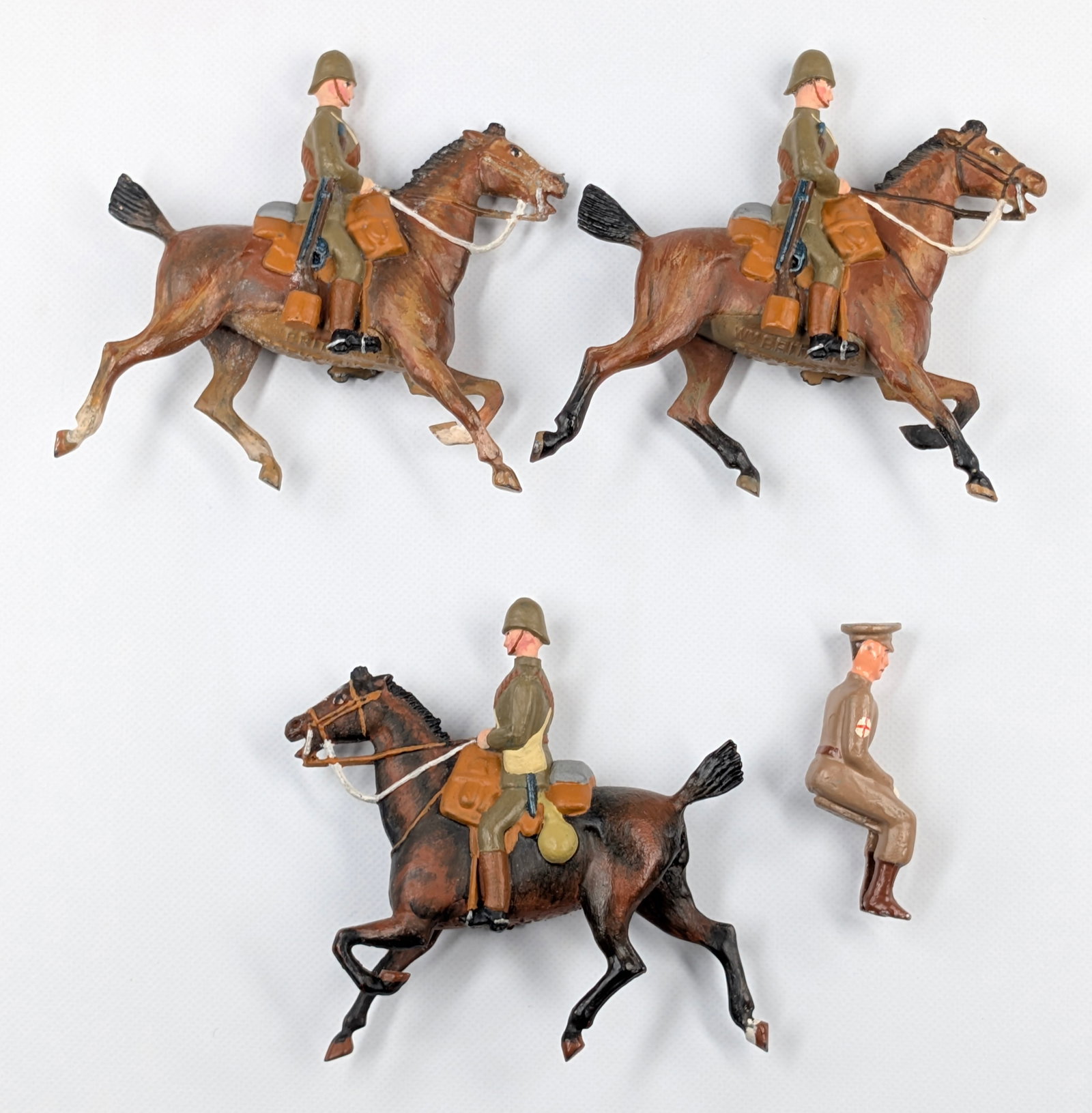 VINTAGE BRITAIN REPAINT MOUNTED SOLDIERS: ALL REMAIN IN GOOD REPAINTED CONDITION.