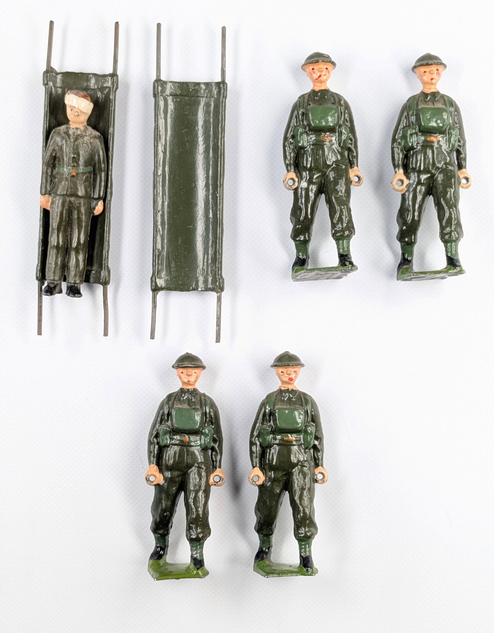 VARIOUS VINTAGE BRITAINS MEDICAL SOLDIERS: ALL REMAIN IN GOOD CONDITION, SHOWING SOME TYPICAL WEAR.