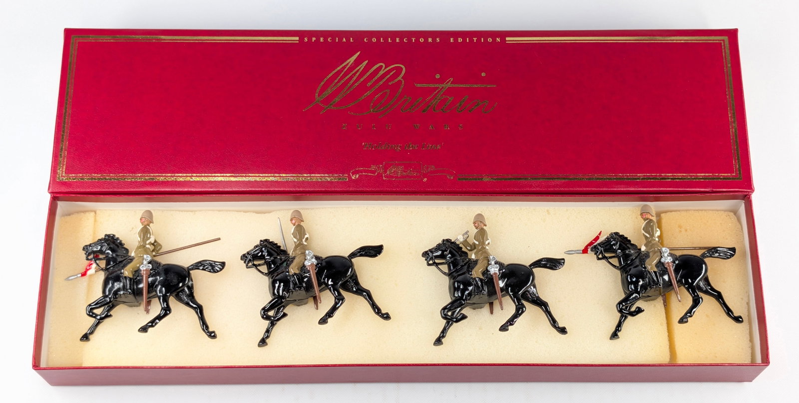 W. BRITAIN ZULU WARS MOUNTED SOLDIERS: ALL REMAIN IN EXCELLENT CONDITION WITH BOX.