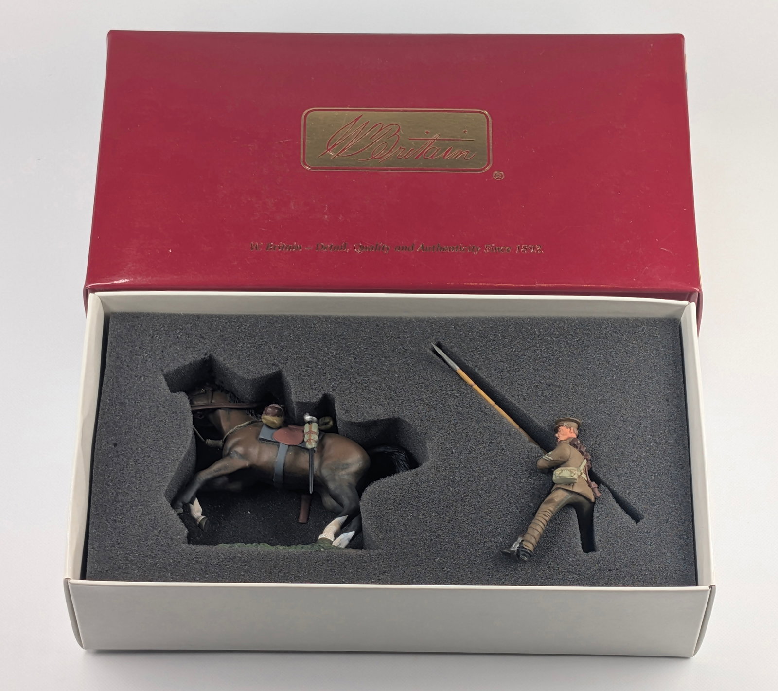 BRITAIN 17834 WWI BRITISH 9TH LANCERS CORPORAL CHARGING SET: REMAINS IN EXCELLENT CONDITION.