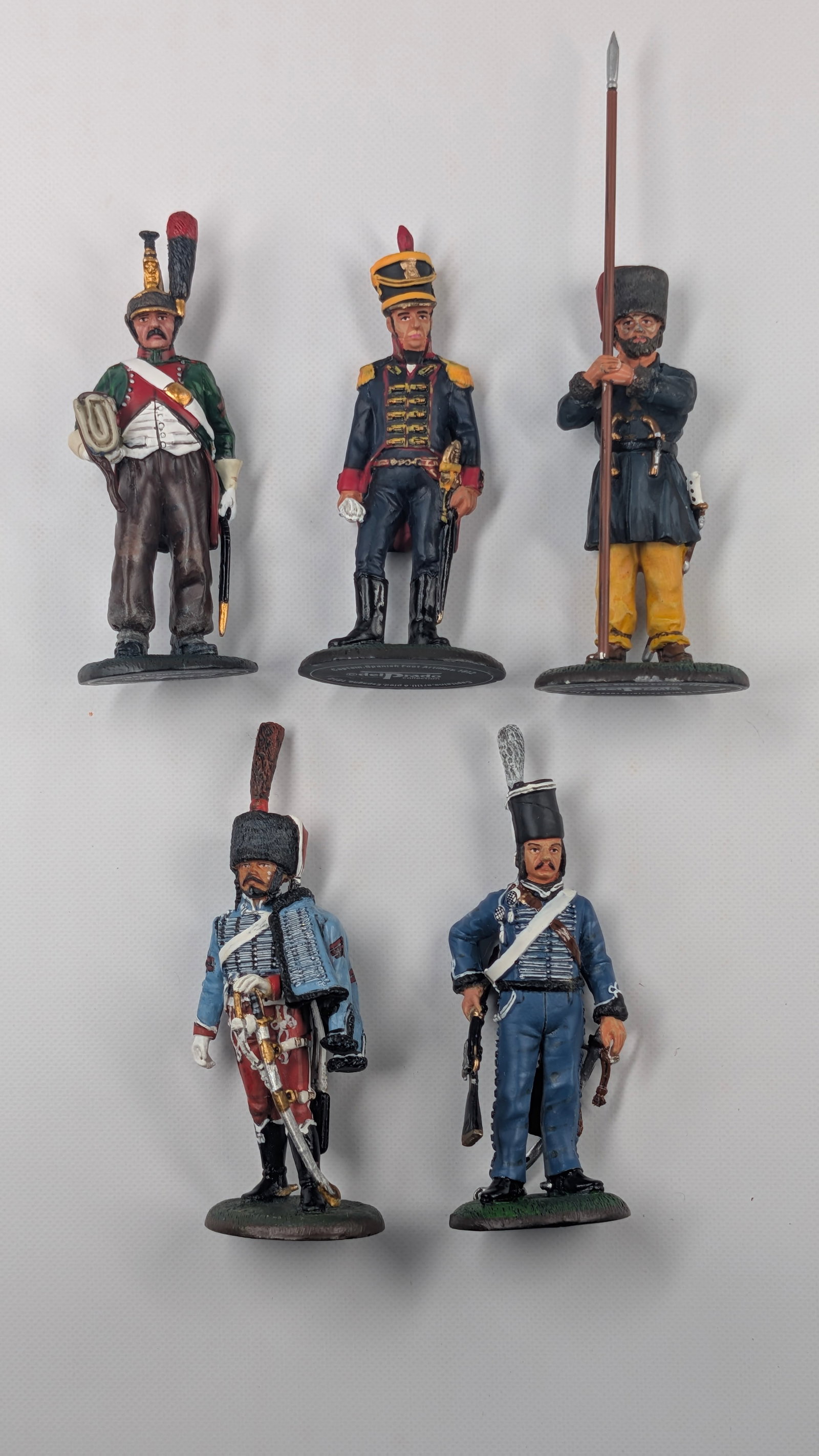 5) DEL PRADO HAND PAINTED LEAD SOLDIERS: ALL REMAIN IN VERY GOOD CONDITION, SHOWING MINIMAL WEAR.