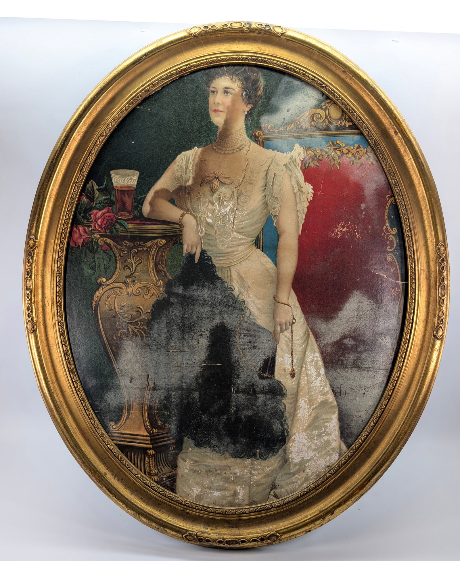 EARLY CARDBOARD COCA COLA ADVERTISING SIGN IN FRAME (1 of 6)