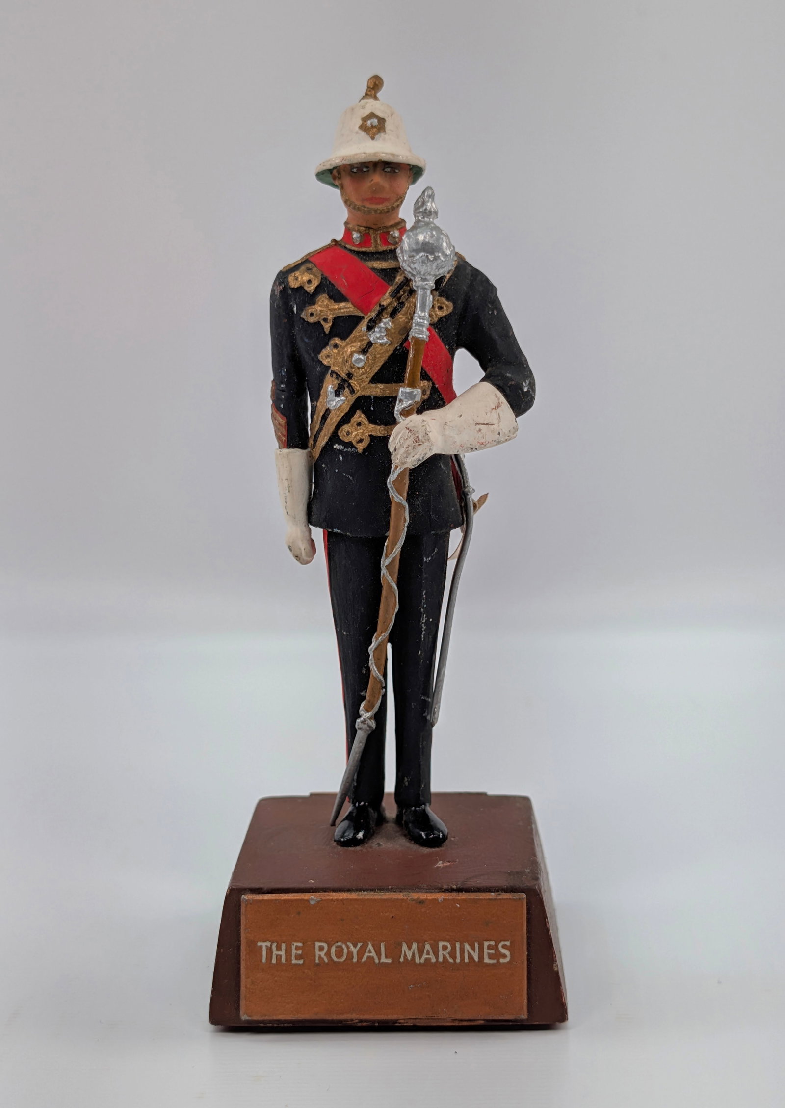 THE SENTRY BOX DRUM MAJOR OF THE ROYAL MARINES: REMAINS IN FAIR TO GOOD CONDITION, SHOWING SOME PAINT WEAR.