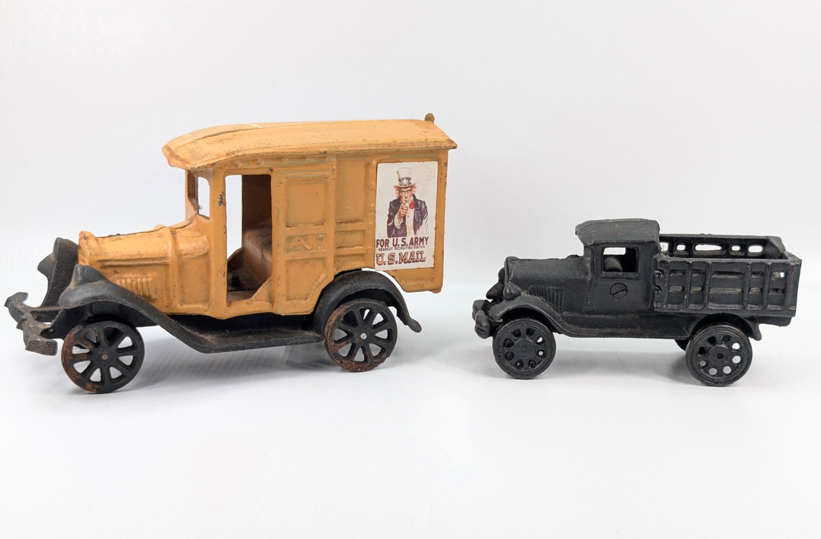 2) REPRODUCTION CAST IRON VEHICLES: BOTH REMAIN IN GOOD CONDITION. REPRODUCTION.