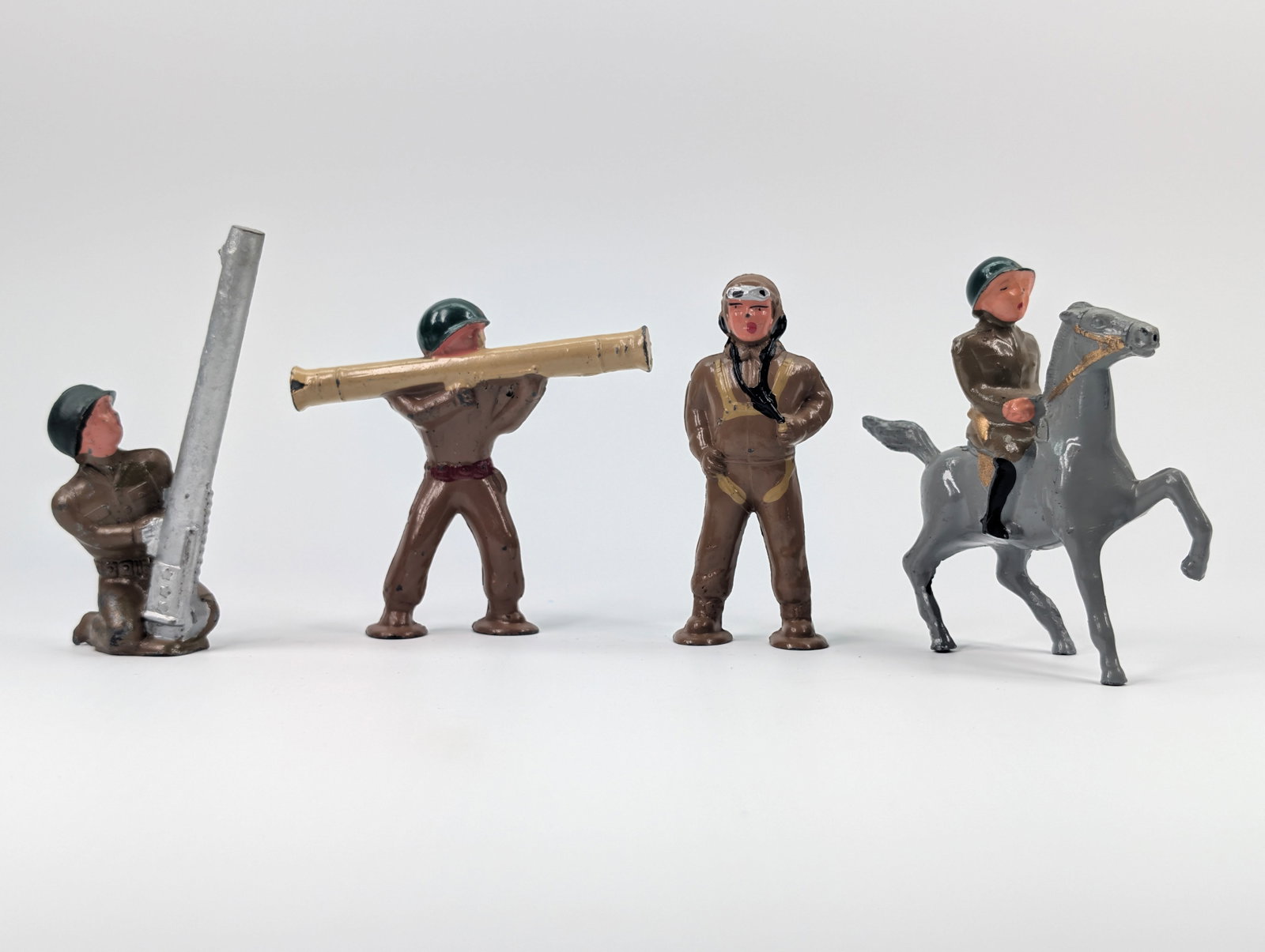 VARIOUS BARCLAY / MANOIL LEAD POD FOOT SOLDIERS: ALL REMAIN IN FAIR TO GOOD CONDITION, SHOWING SOME TYPICAL USAGE WEAR.