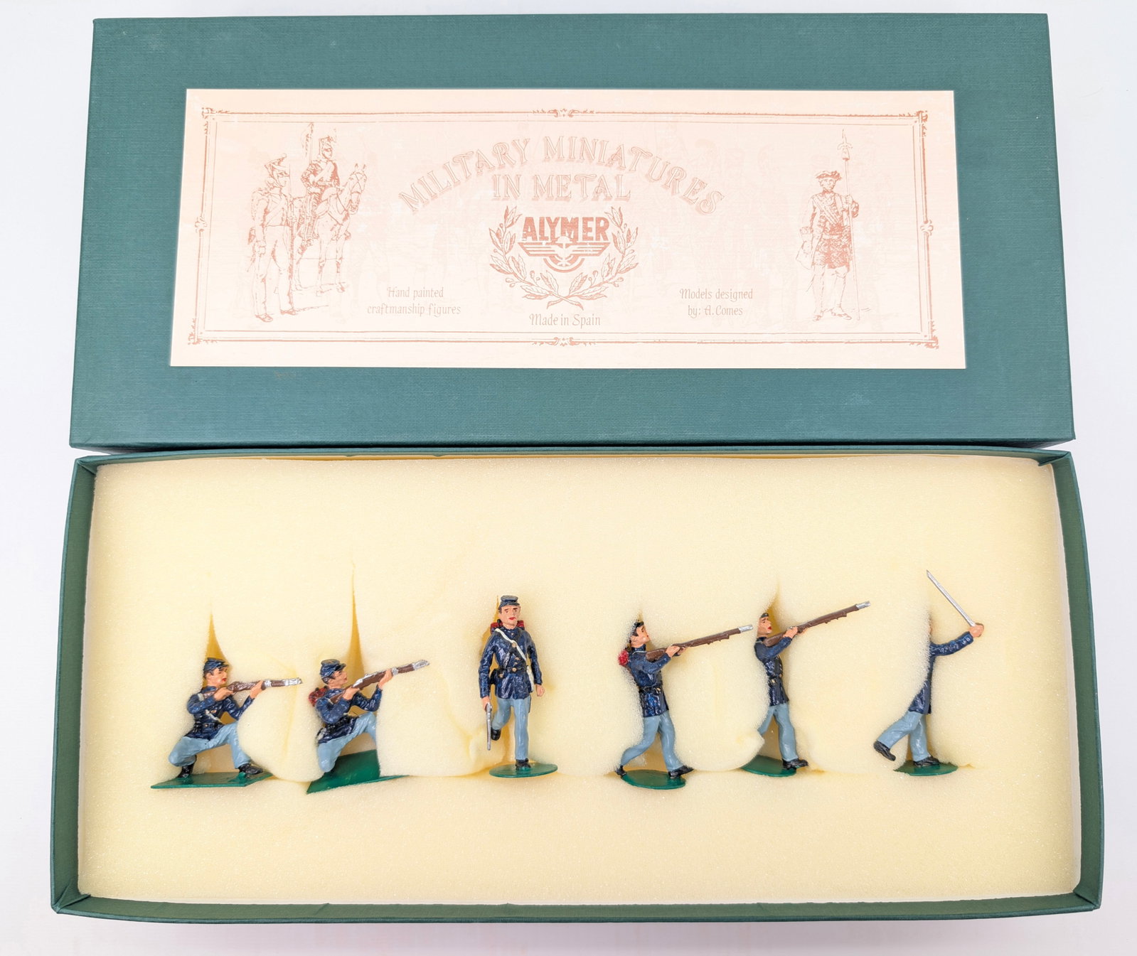 ALYMER AB-9 UNION INFANTRY IN ACTION: SET REMAINS IN GOOD CONDITION, SHOWING SOME PAINT WEAR / TOUCH UP.