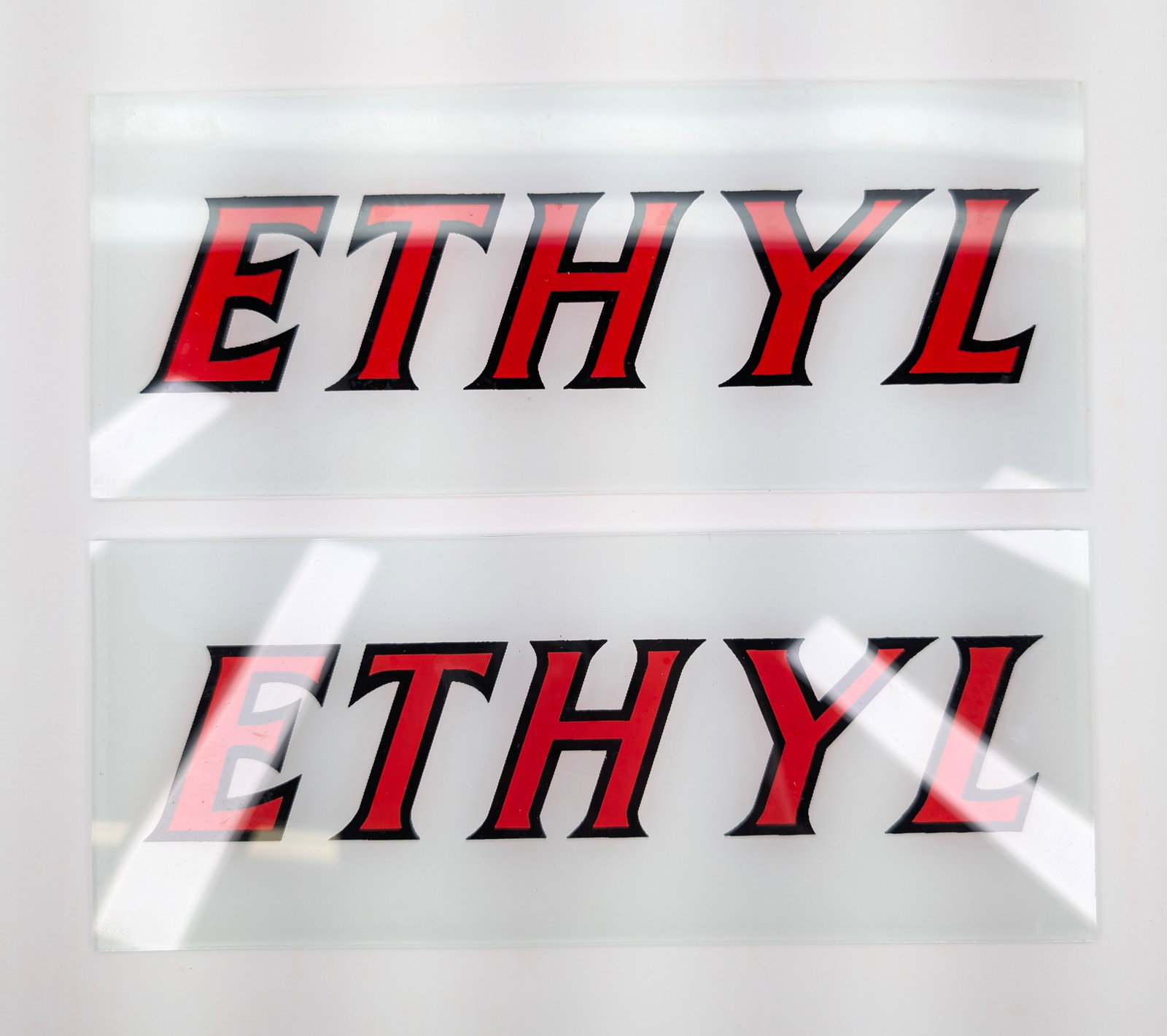 2) ETHYL GLASS GAS PUMP SIGNS (1 of 6)