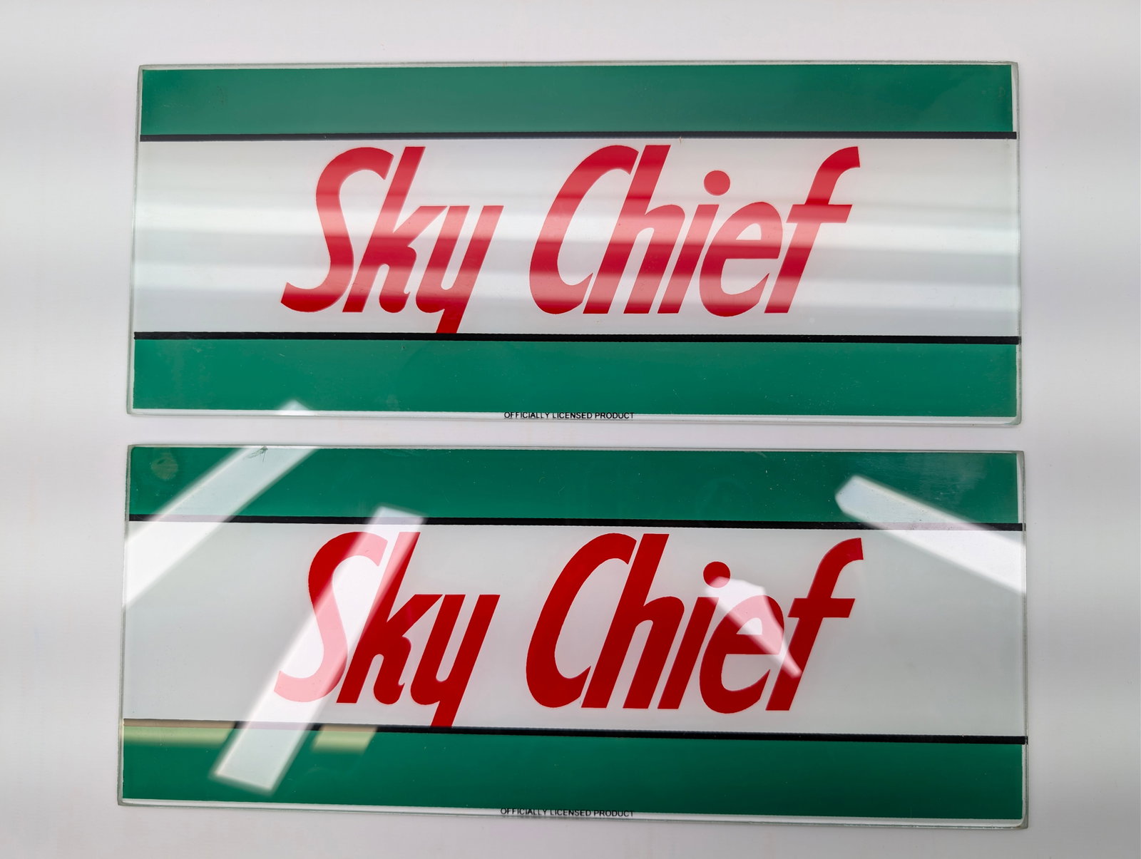2) SKY CHIEF GLASS GAS PUMP SIGNS (1 of 7)